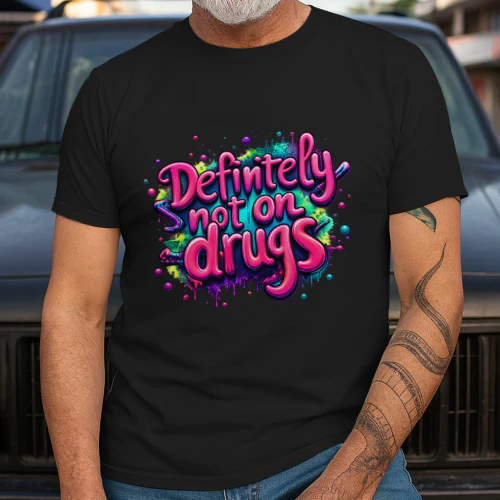 Definitely Not on Drugs PNG, Funny Pink Graffiti Quote, Colorful Dripping Bubble Letters, Edgy Street Art Design