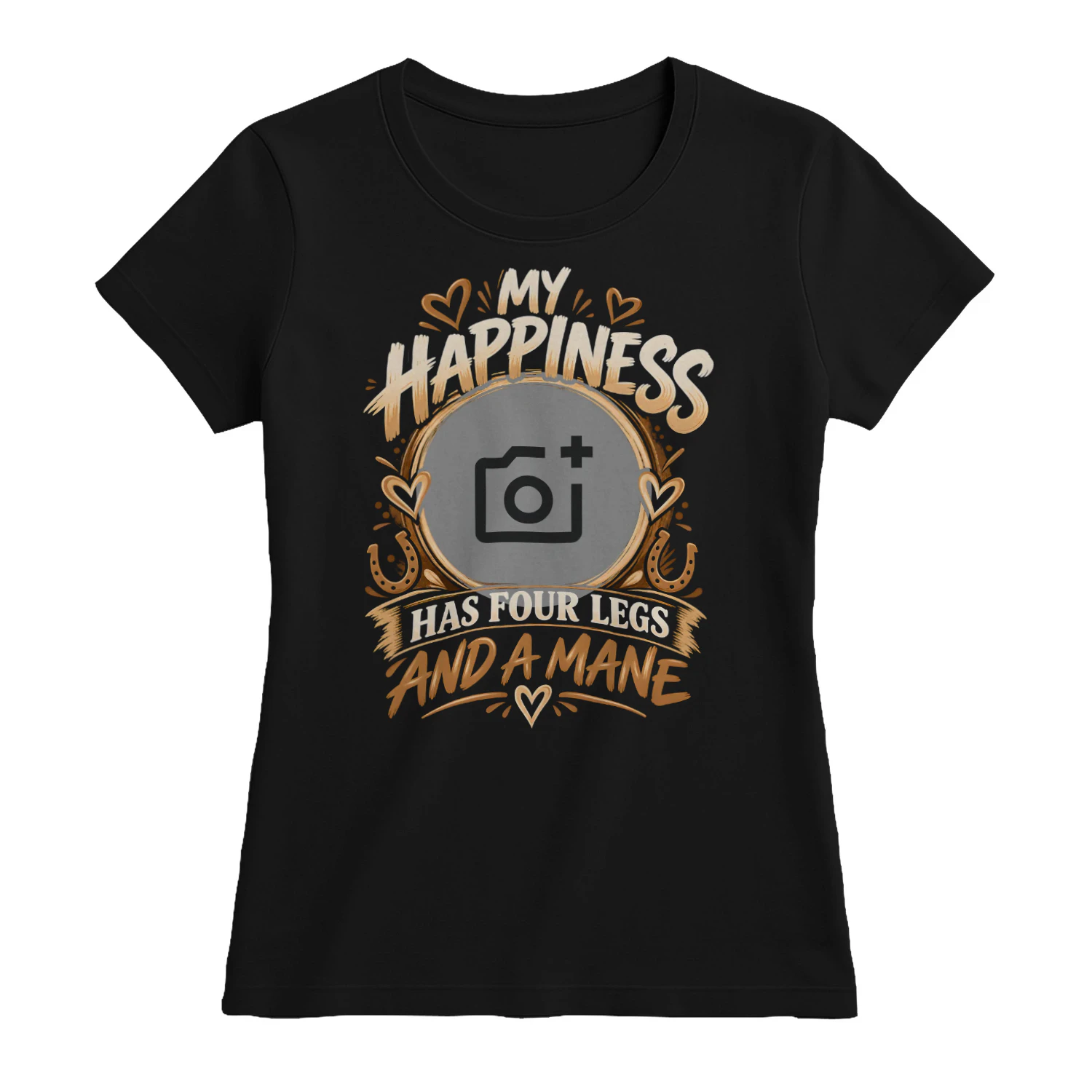 My Happiness Has Four Legs And A Mane – Personalised Horse Photo T-Shirt, Hoodie & Sweatshirt