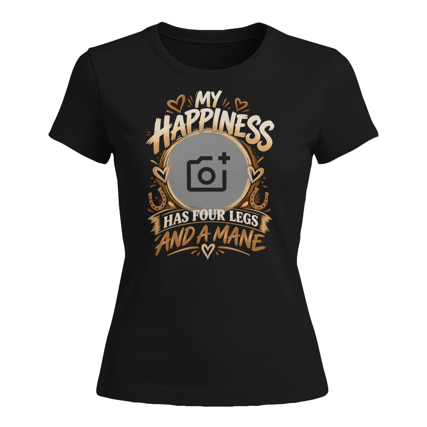 My Happiness Has Four Legs And A Mane – Personalised Horse Photo T-Shirt, Hoodie & Sweatshirt