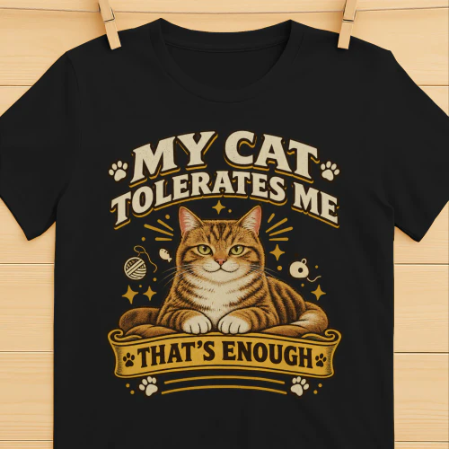 MY CAT TOLERATES ME THAT'S ENOUGH