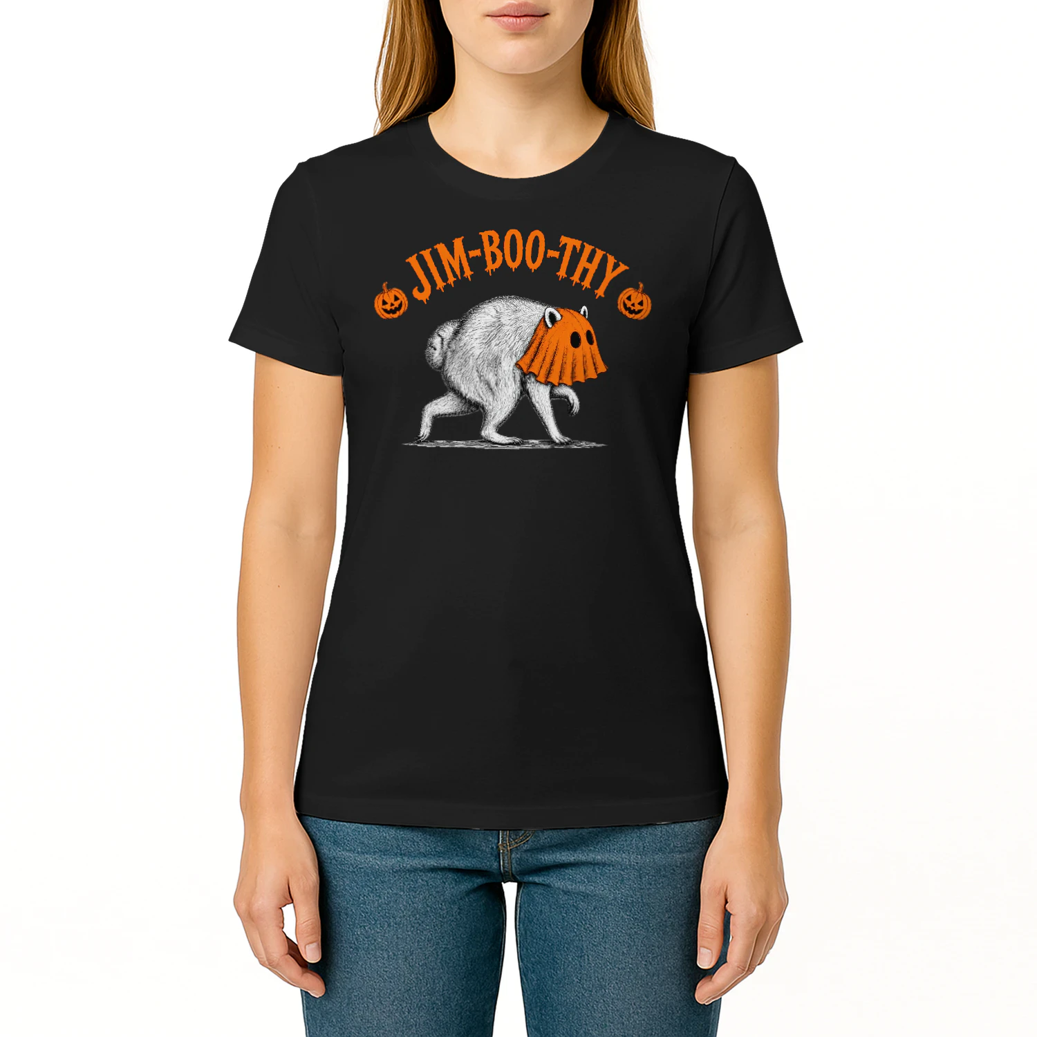 Jim-Boo-Thy Halloween Pumpkin Ghost Spooky Vintage Unisex Heavy Cotton T-shirt