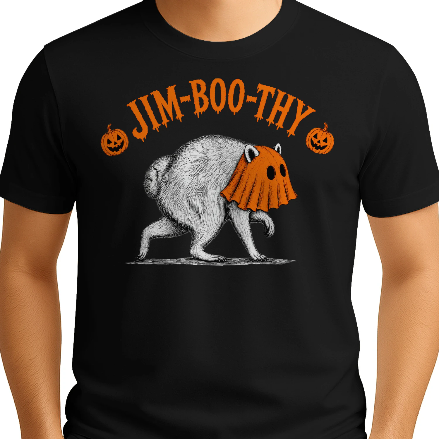Jim-Boo-Thy Halloween Pumpkin Ghost Spooky Vintage Unisex Heavy Cotton T-shirt