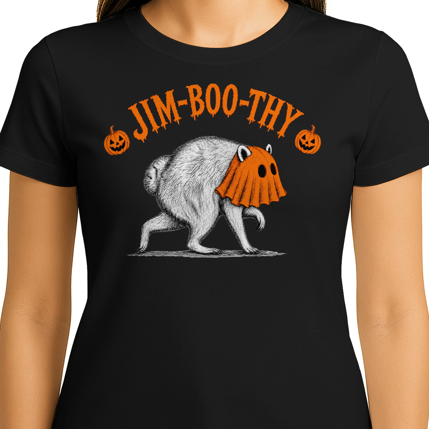 Jim-Boo-Thy Halloween Pumpkin Ghost Spooky Vintage Unisex Heavy Cotton T-shirt