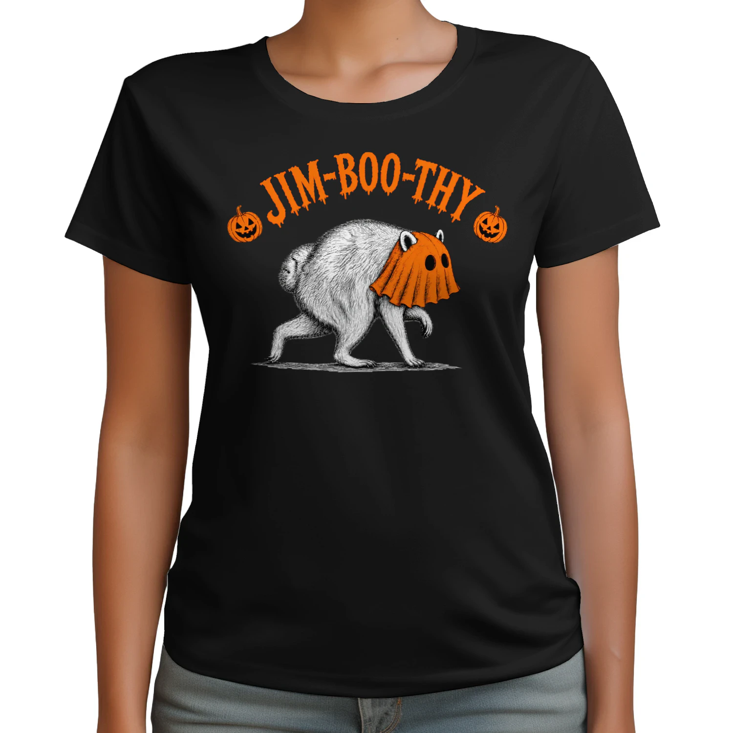Jim-Boo-Thy Halloween Pumpkin Ghost Spooky Vintage Unisex Heavy Cotton T-shirt