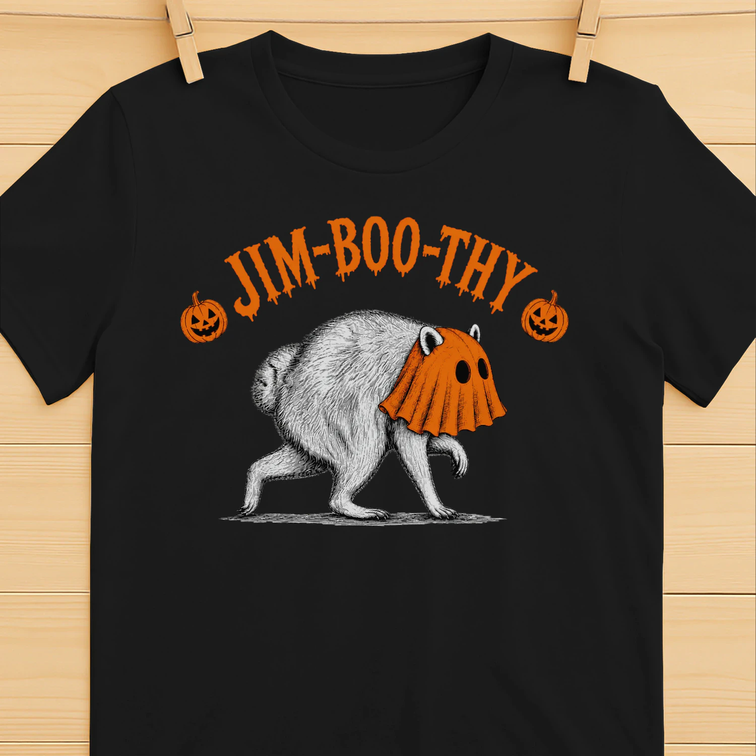 Jim-Boo-Thy Halloween Pumpkin Ghost Spooky Vintage Unisex Heavy Cotton T-shirt