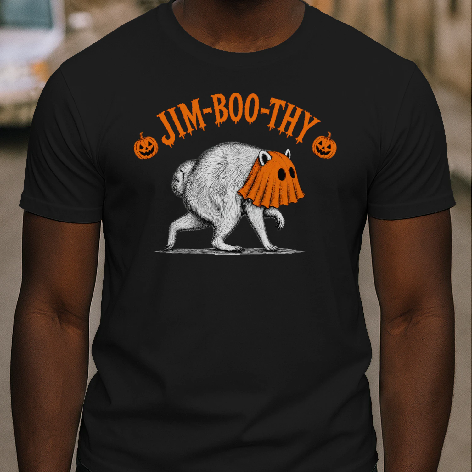 Jim-Boo-Thy Halloween Pumpkin Ghost Spooky Vintage Unisex Heavy Cotton T-shirt