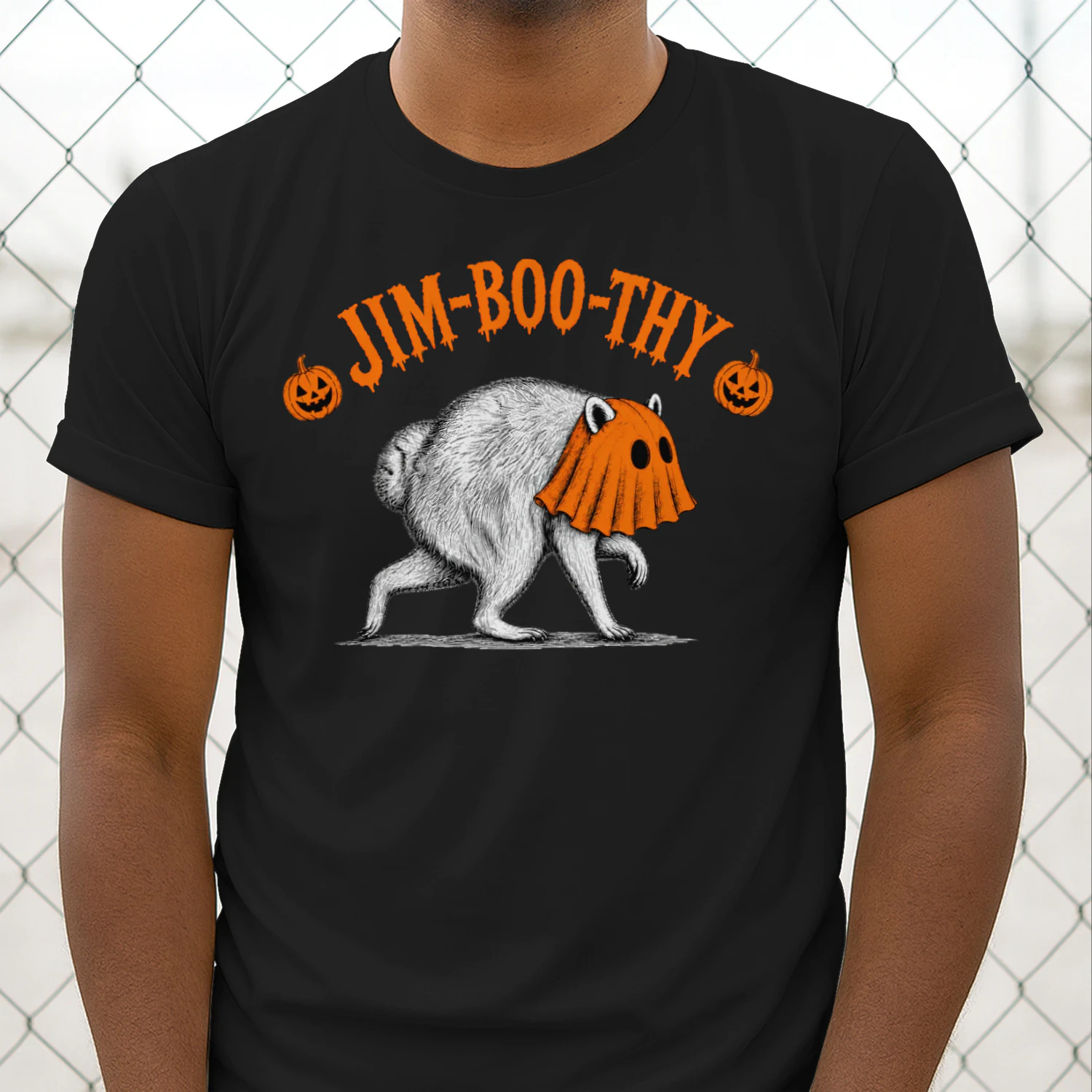 Jim-Boo-Thy Halloween Pumpkin Ghost Spooky Vintage Unisex Heavy Cotton T-shirt