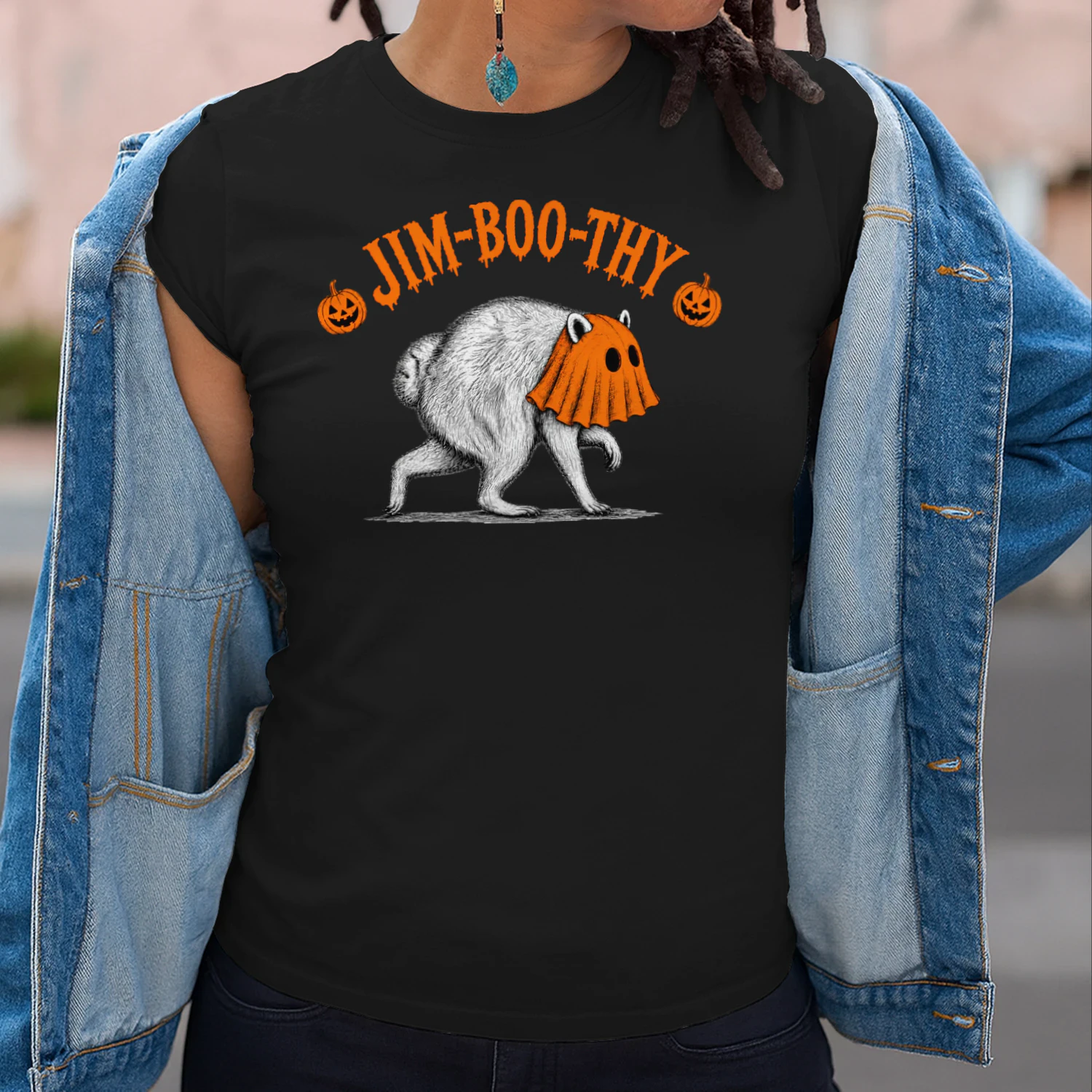 Jim-Boo-Thy Halloween Pumpkin Ghost Spooky Vintage Unisex Heavy Cotton T-shirt