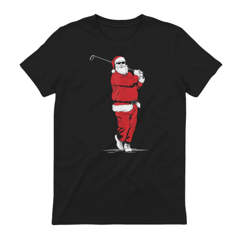Santa Claus Playing Golf Golfing Funny Christmas Golfer T-Shirt