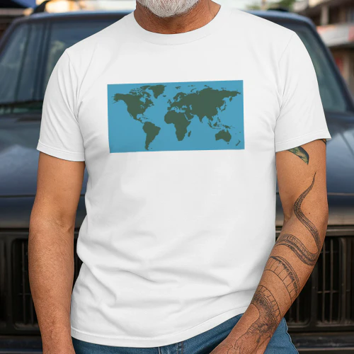 World Map Continents Green And Blue Ocean shirt