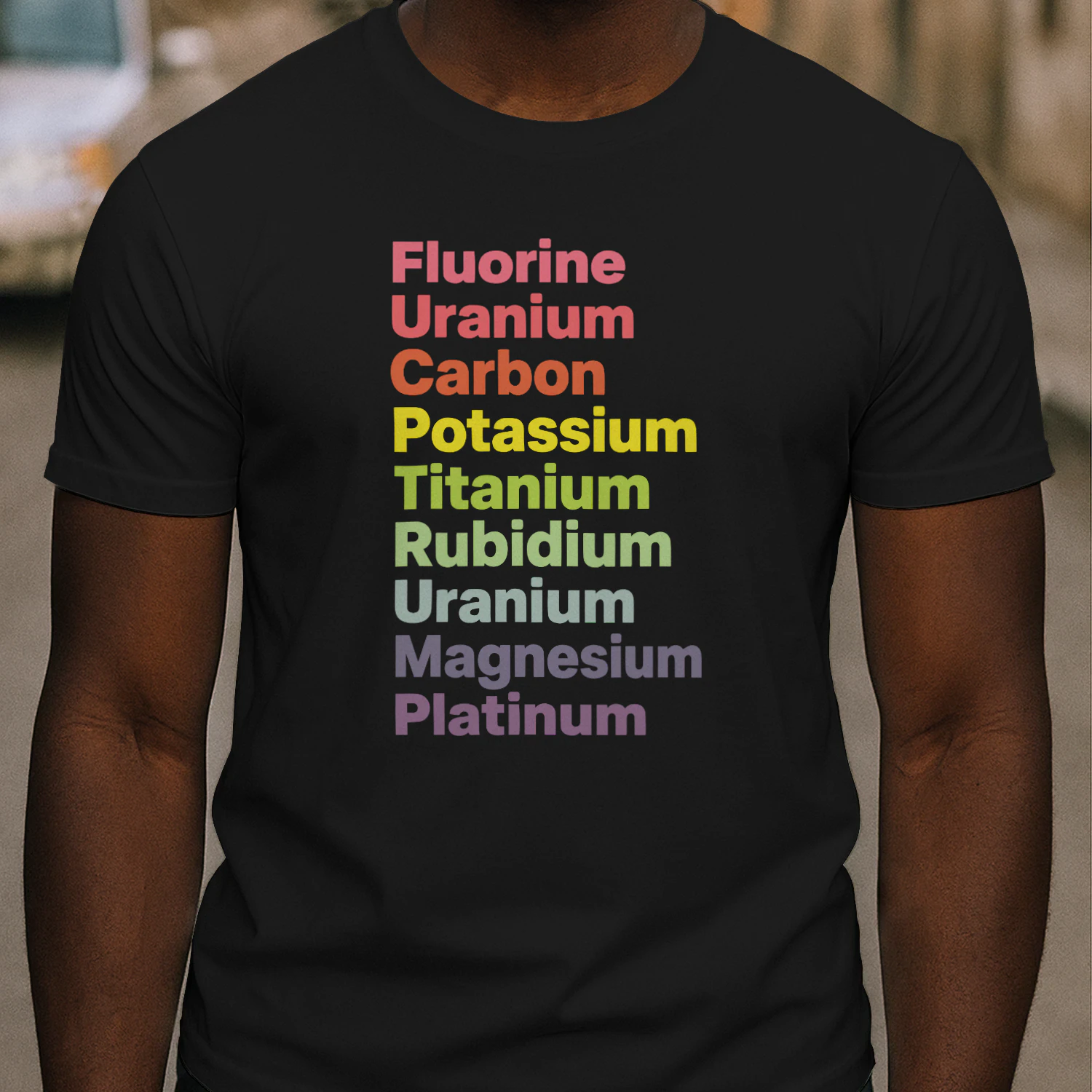 Fluorine Uranium Carbon Potassium Titanium Rubidium Uranium Magnesium Platinum