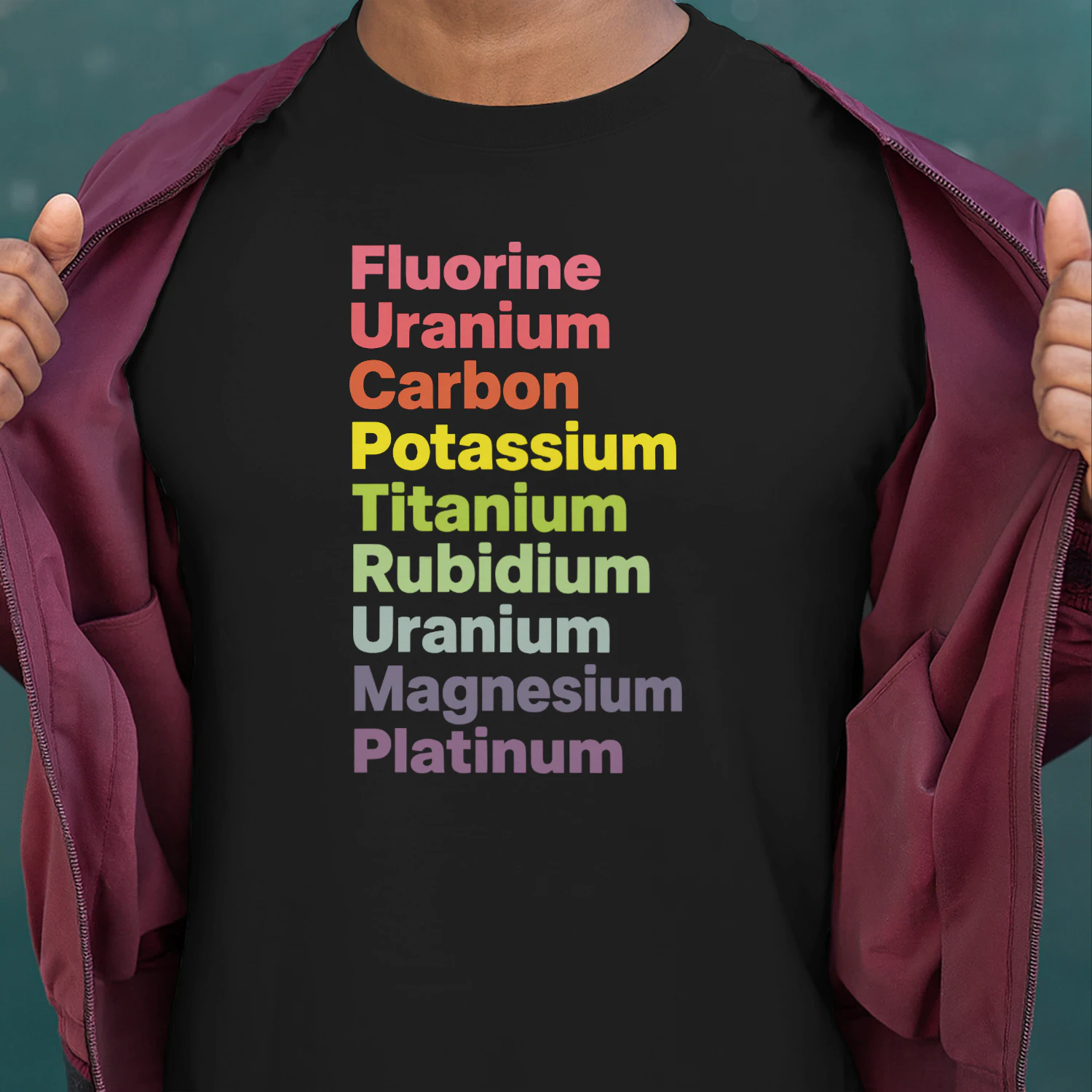 Fluorine Uranium Carbon Potassium Titanium Rubidium Uranium Magnesium Platinum