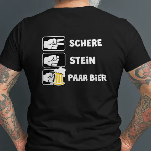 Schere Stein Paar Bier