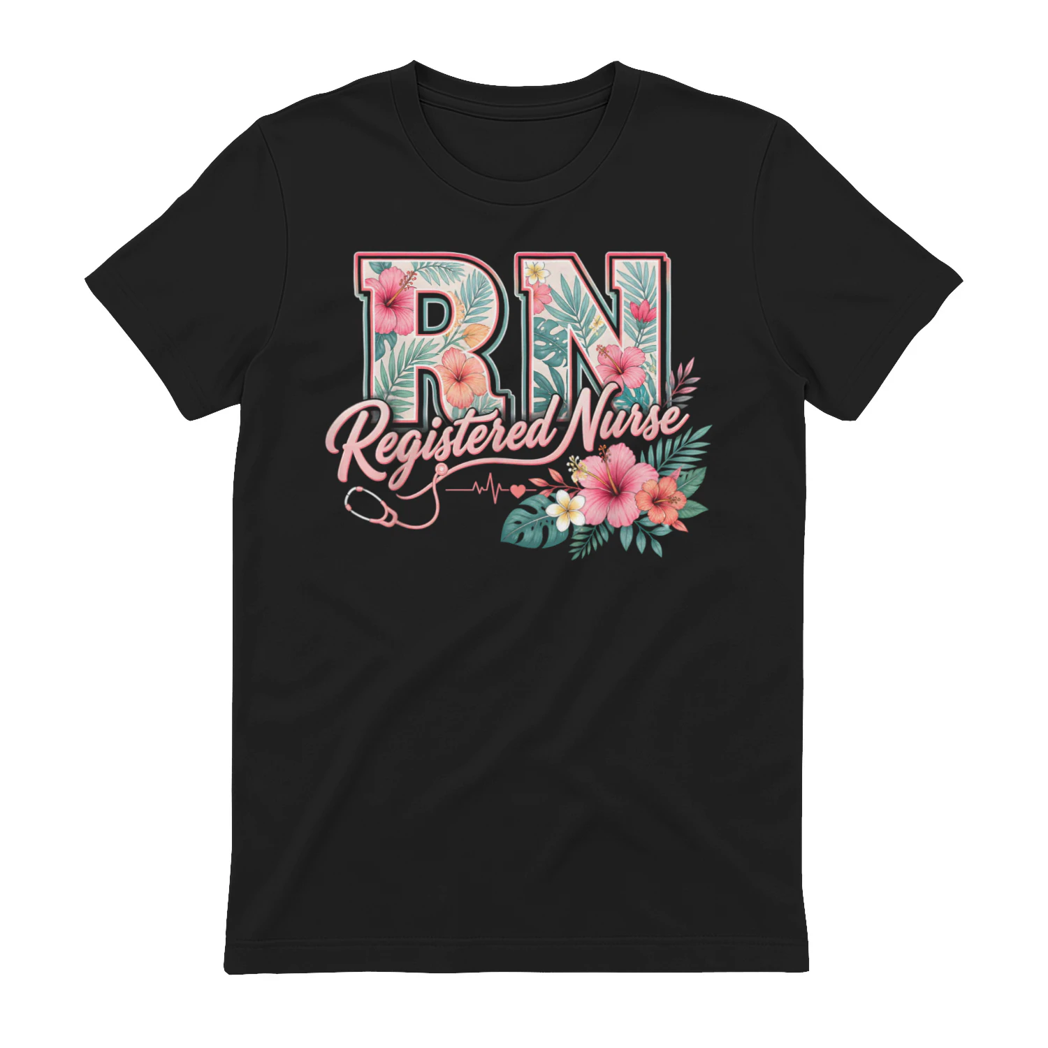 RN Tropical Flowers Registered Nurse Aloha Summer Vacation T-Shirt