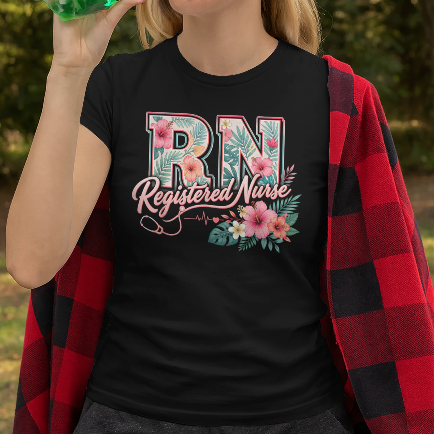 RN Tropical Flowers Registered Nurse Aloha Summer Vacation T-Shirt