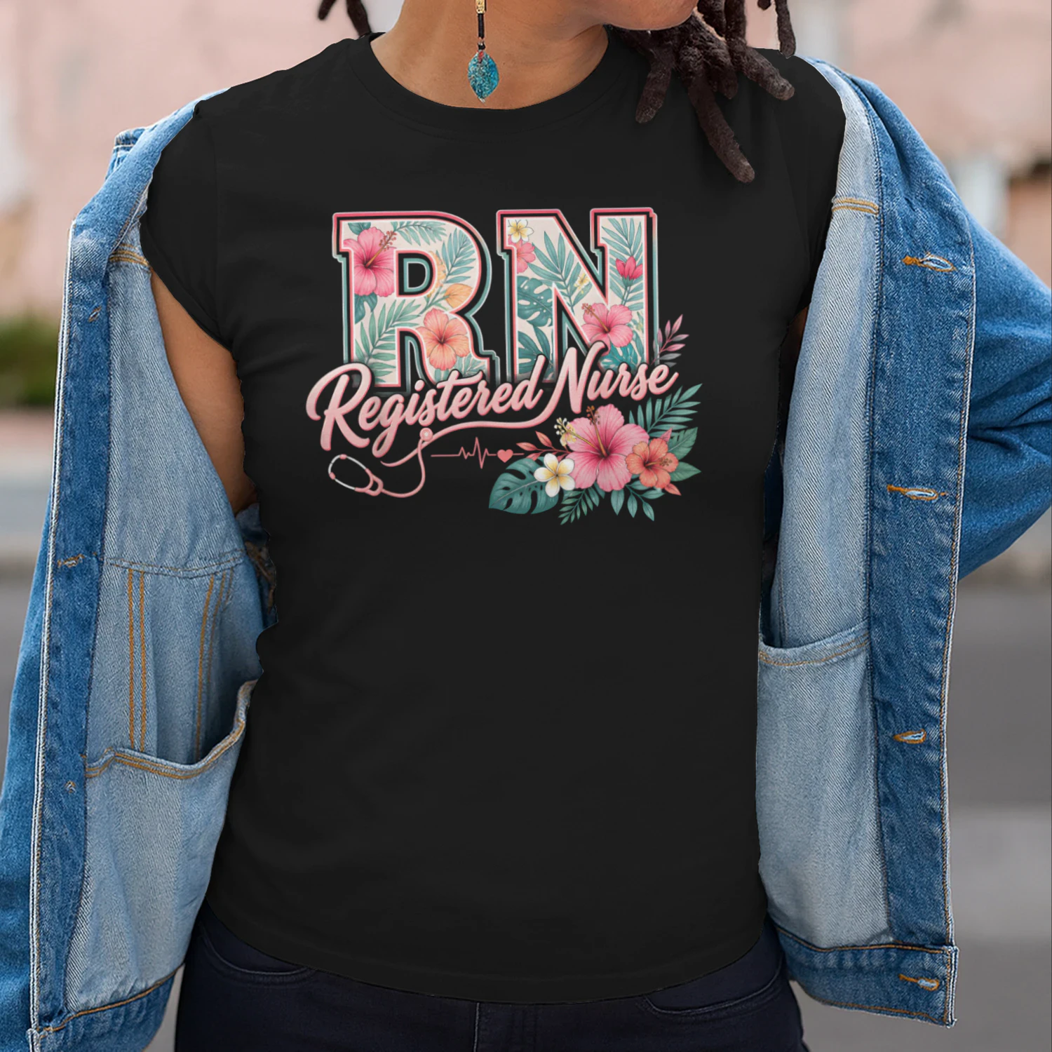 RN Tropical Flowers Registered Nurse Aloha Summer Vacation T-Shirt