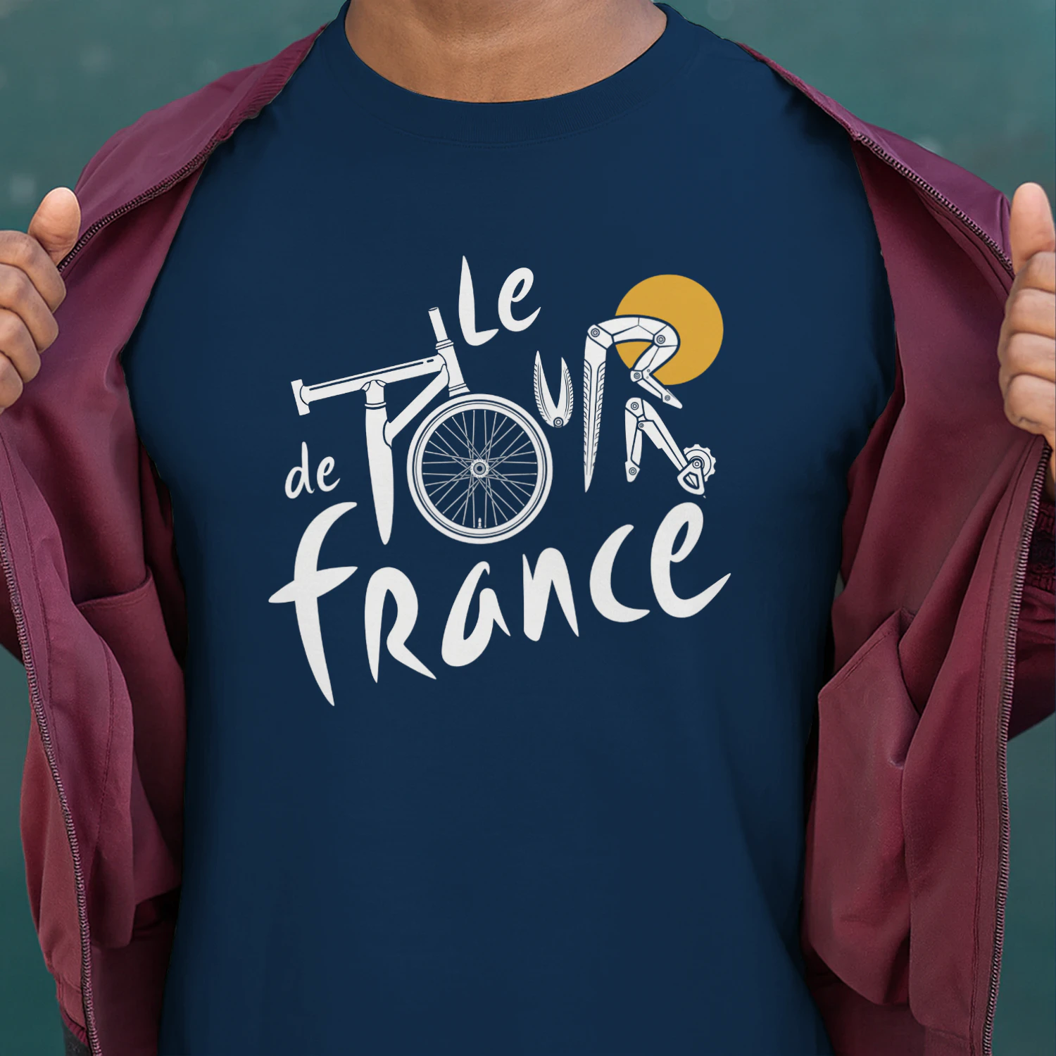 Le Tour de France Bicycle Parts Typography Cyclist T-Shirt