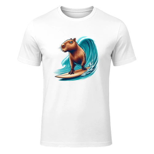 Funny Capybara Surfer Design T-shirt
