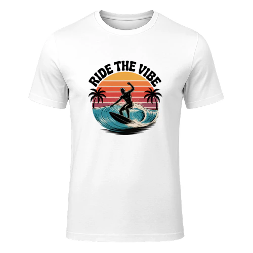 ride the vide surfer design t-shirt
