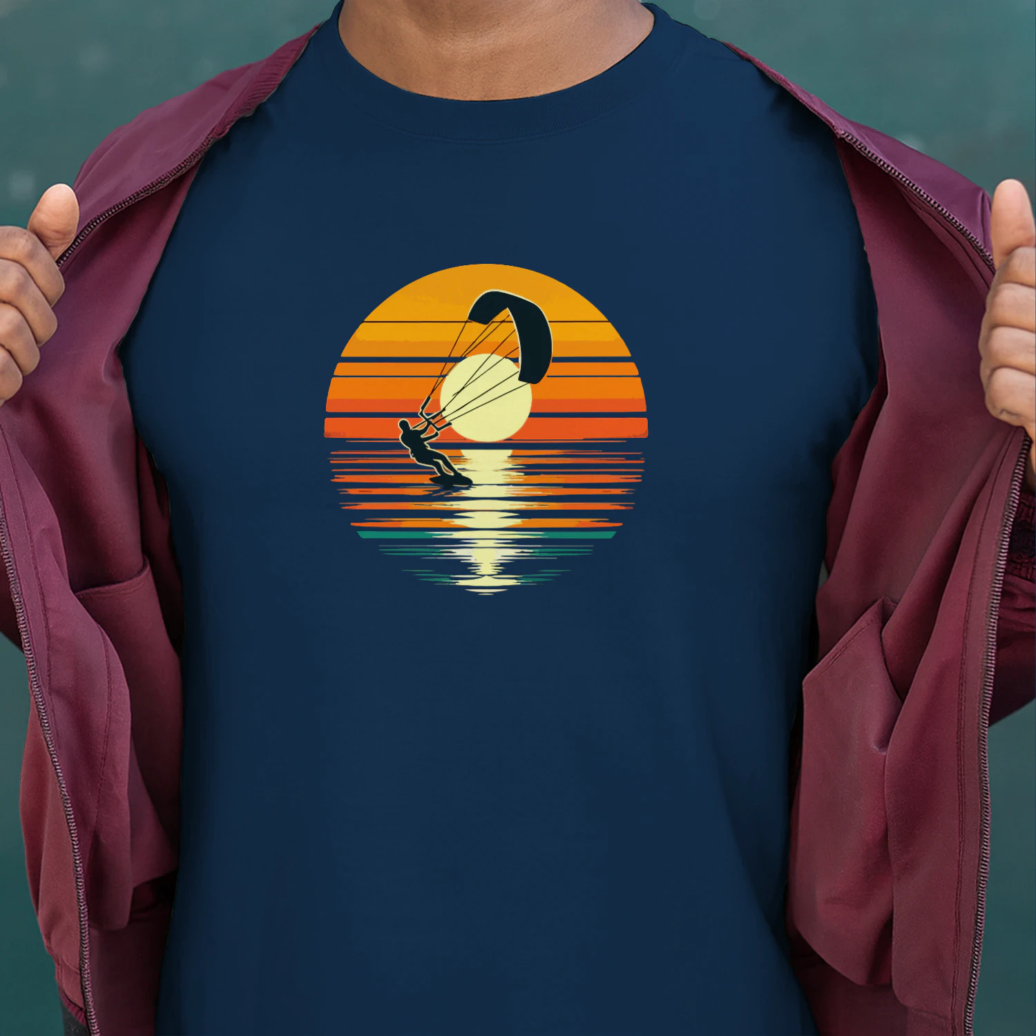 Cool kitesurfing retro sunset lovers