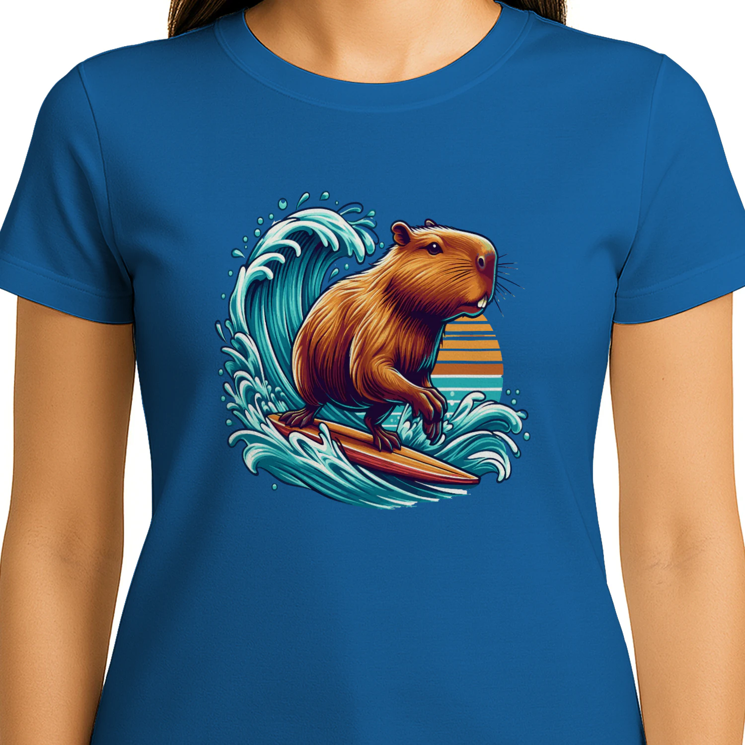 funny capybara sufer design