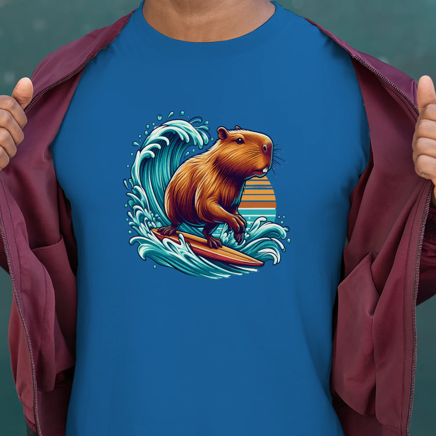 funny capybara sufer design
