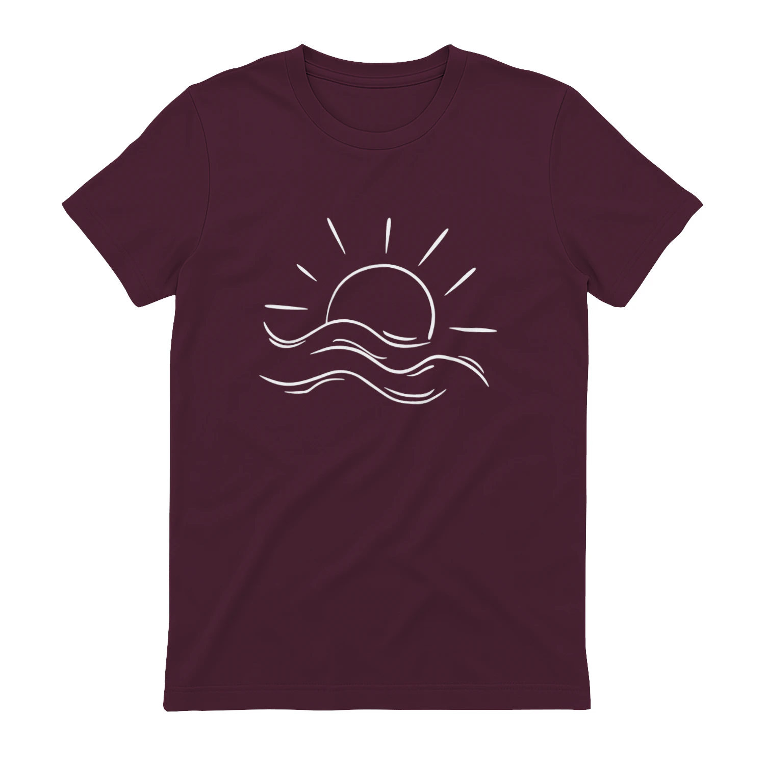 🌟 Boho Sun & Waves T-Shirt – Minimalist Summer Beach Tee