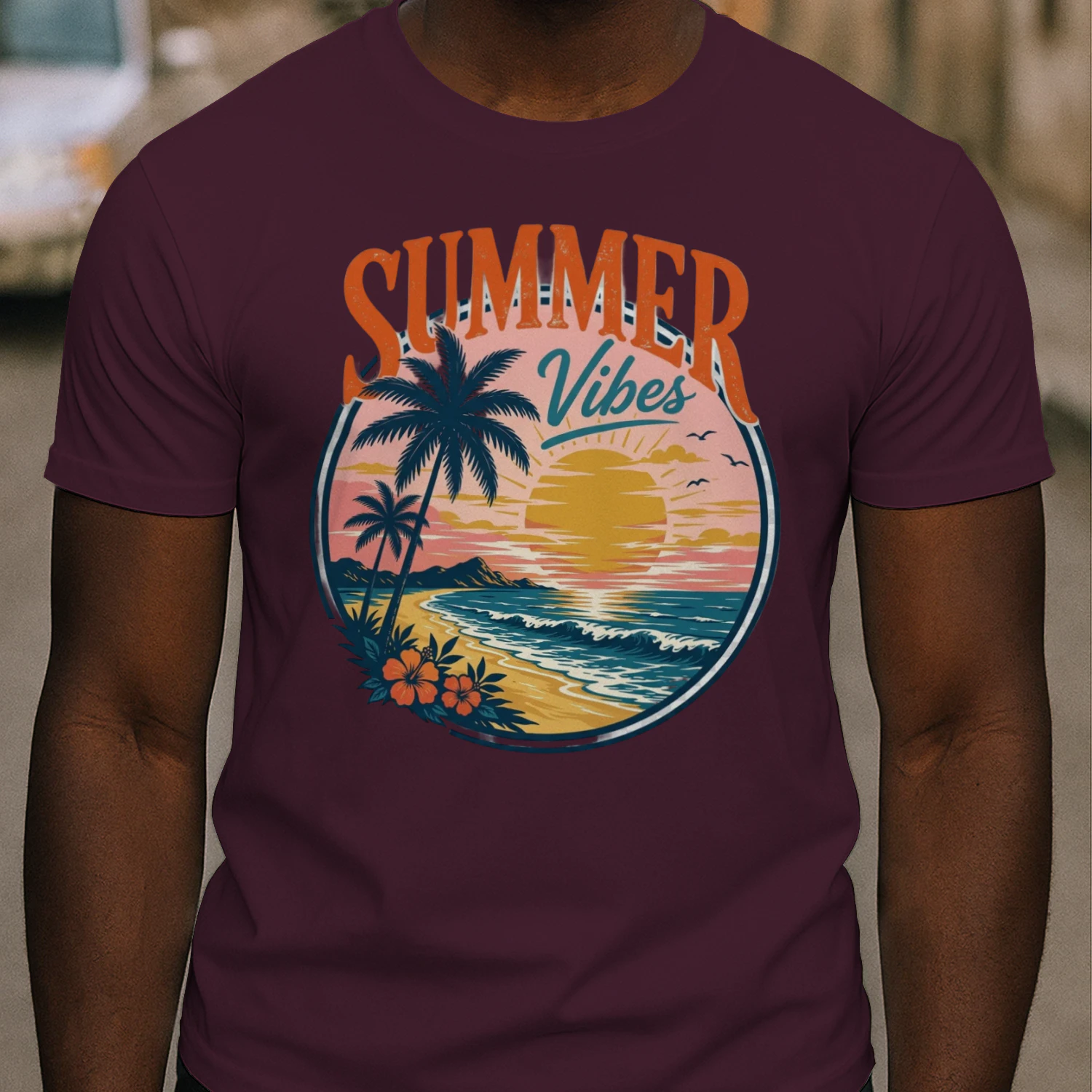 Retro "SUMMER VIBES" T-Shirt – Vintage Beach & Sunset