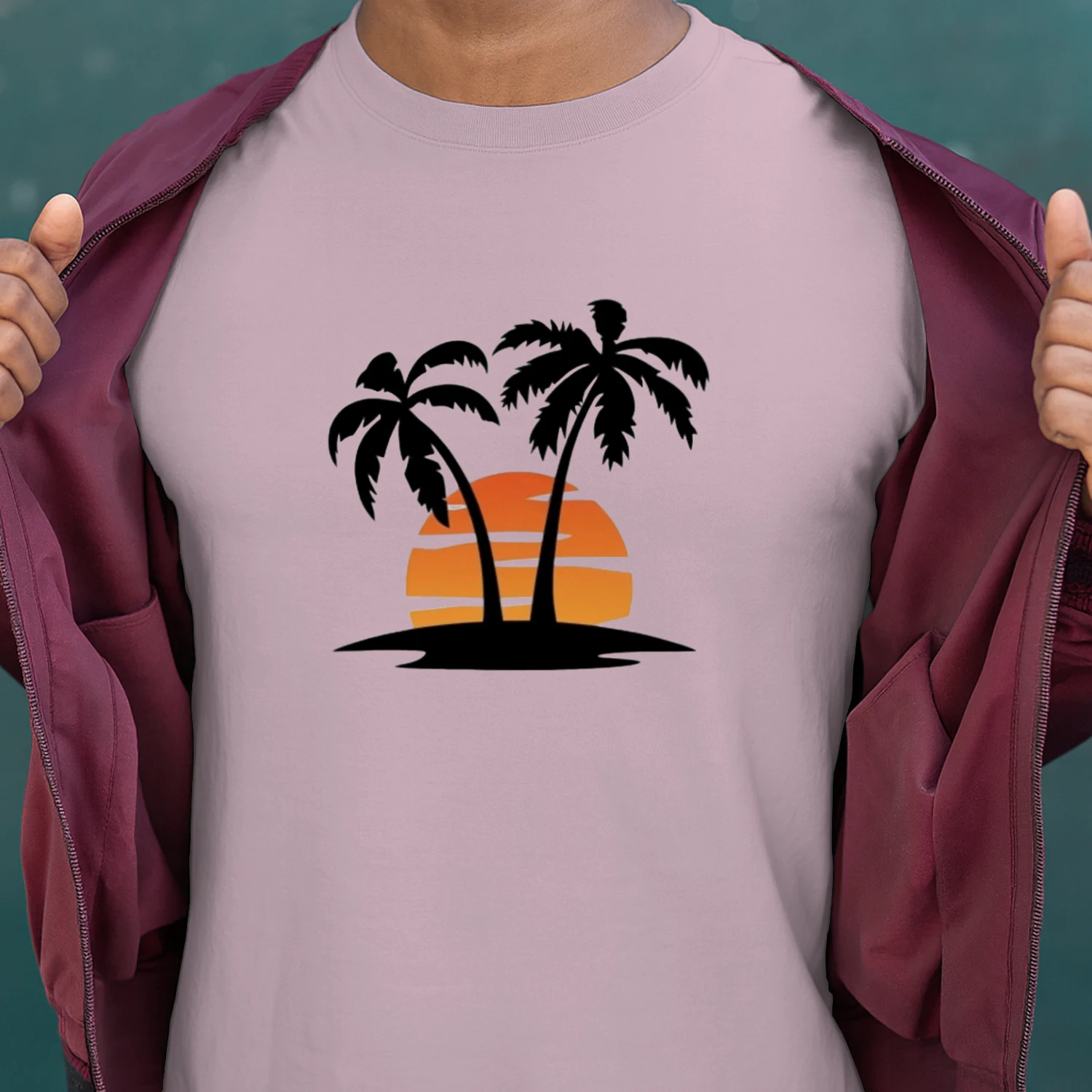 🌟 Minimalist Palm Trees T-Shirt – Retro Sunset Beach Graphic