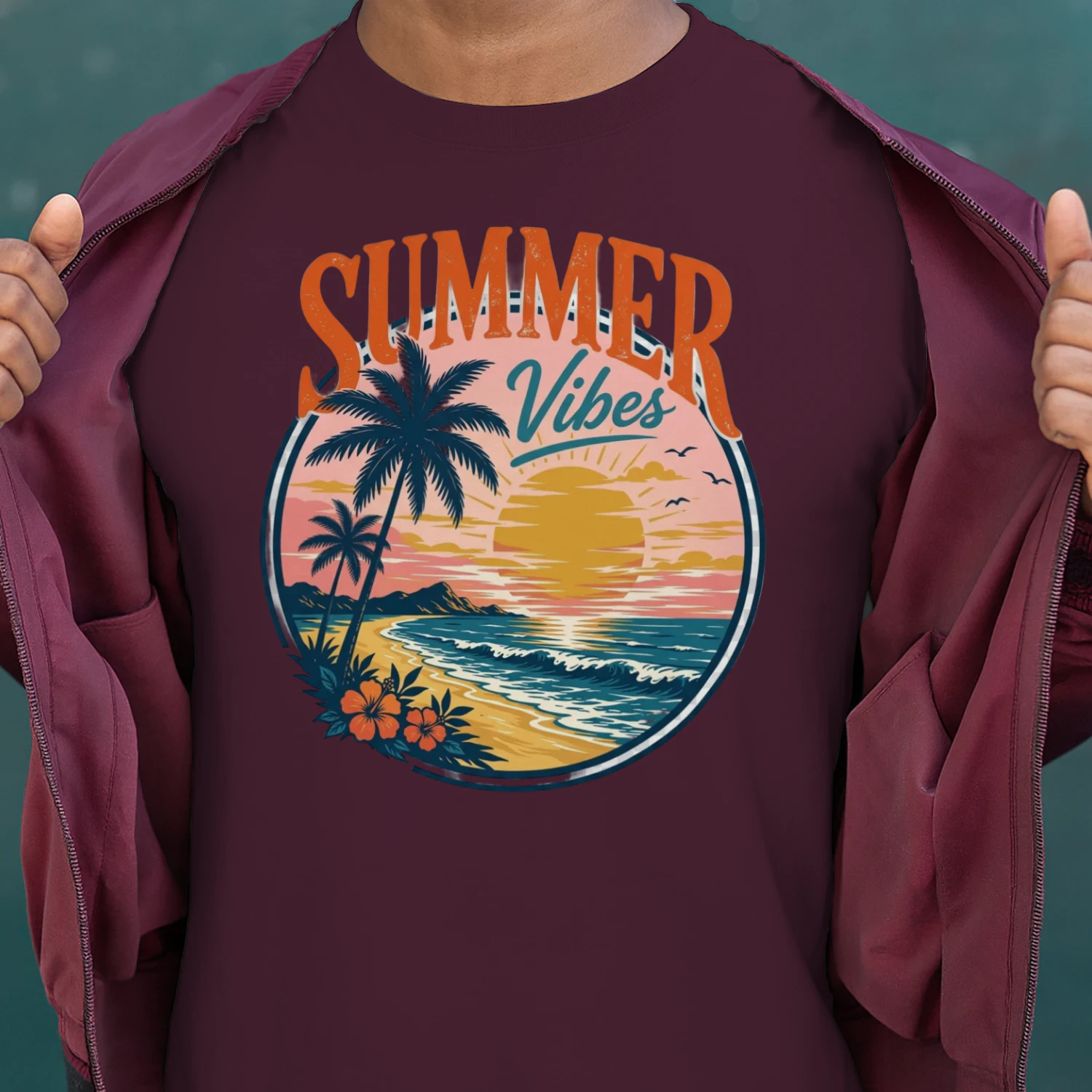 Retro "SUMMER VIBES" T-Shirt – Vintage Beach & Sunset