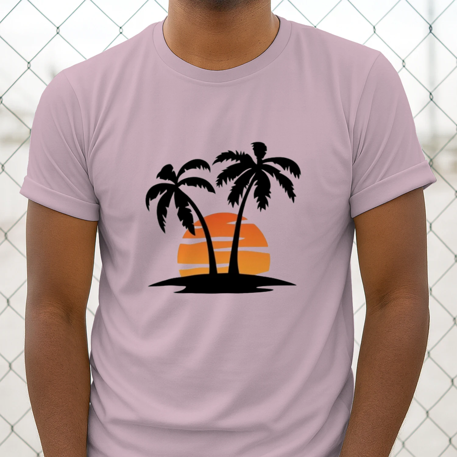 🌟 Minimalist Palm Trees T-Shirt – Retro Sunset Beach Graphic
