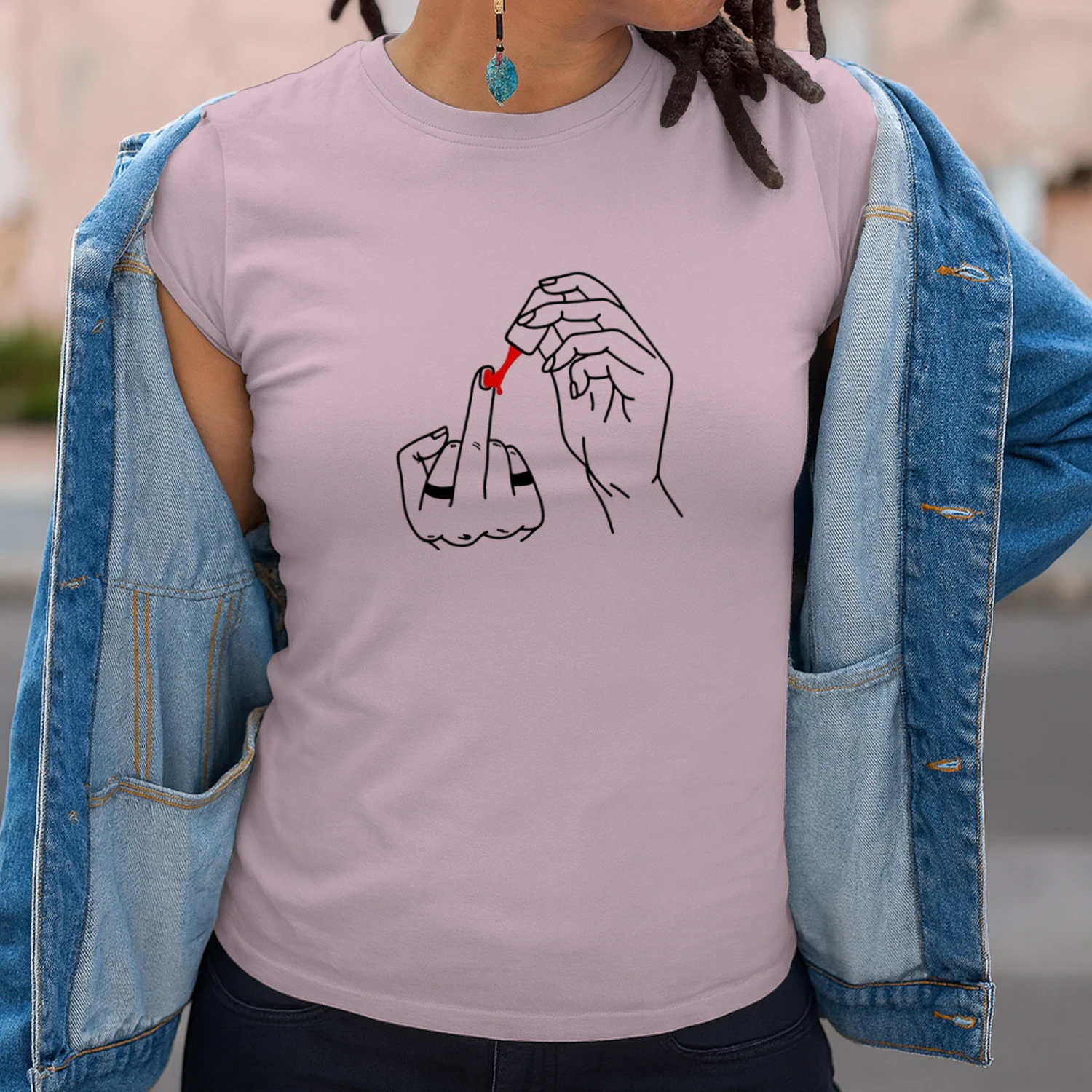 🌟 Nail Polish Middle Finger Sweatshirt – Edgy Sassy Line Art Tee