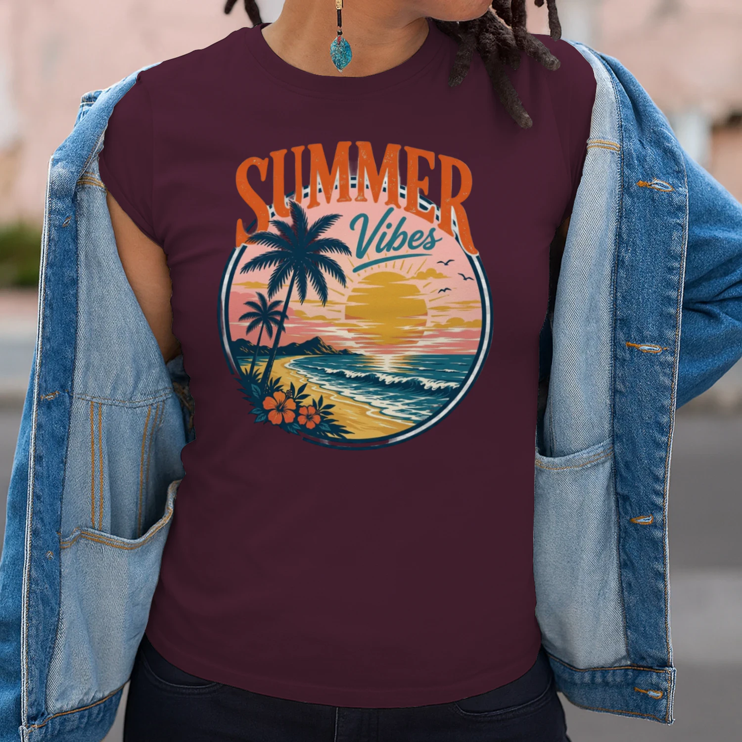 Retro "SUMMER VIBES" T-Shirt – Vintage Beach & Sunset