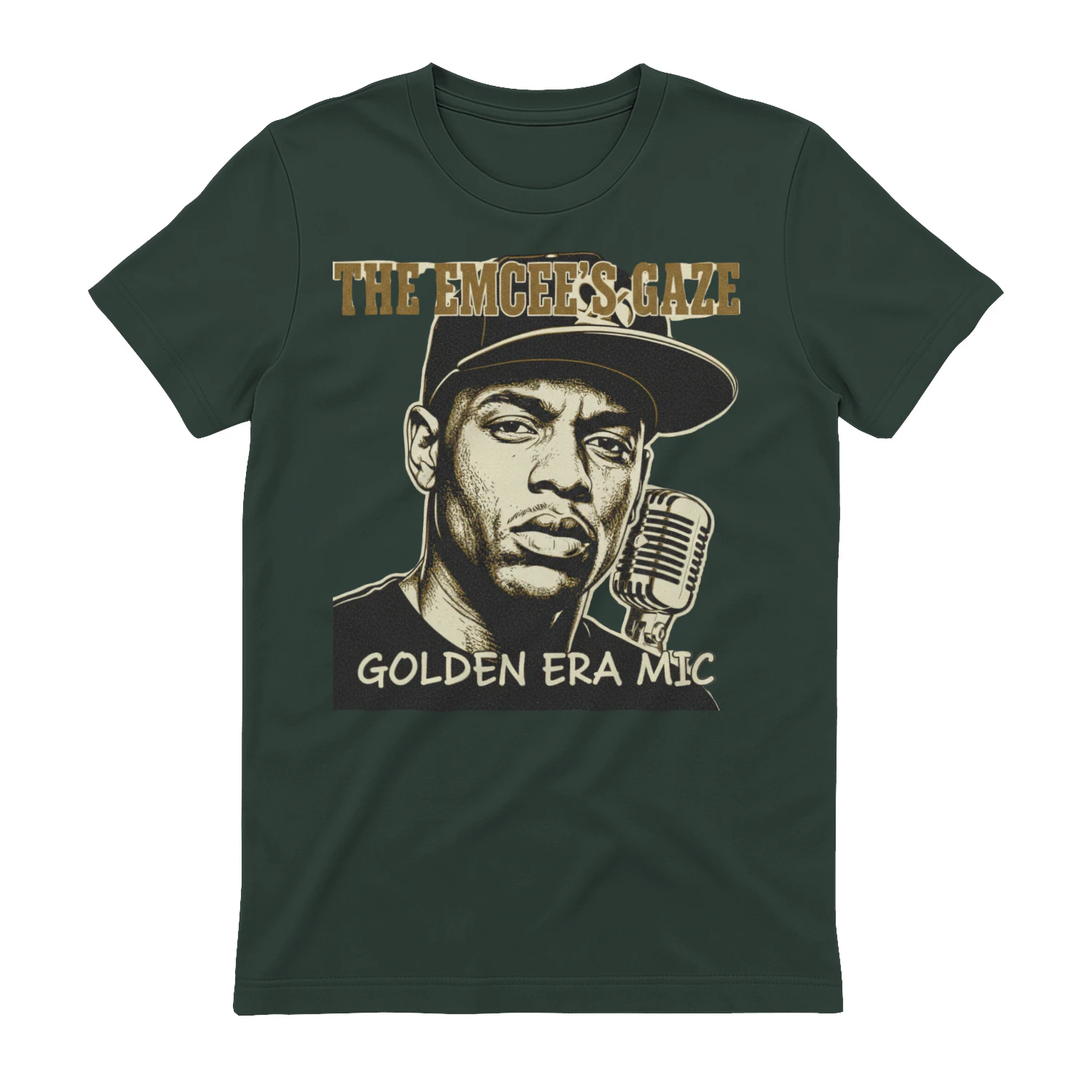 🌟 The Emcee's Gaze T-Shirt – Golden Era Mic Hip-Hop Tee