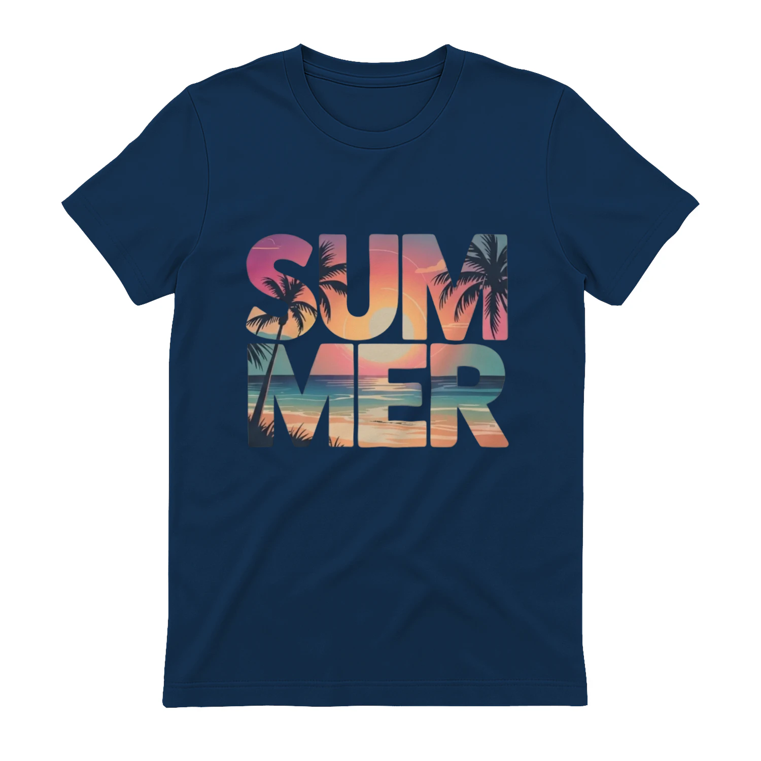 "SUMMER" Graphic Design – Sunset Landscape Typography and Palm Trees, Retro Summer Pattern SVG/PNG for T-Shirts and Sweatshirts