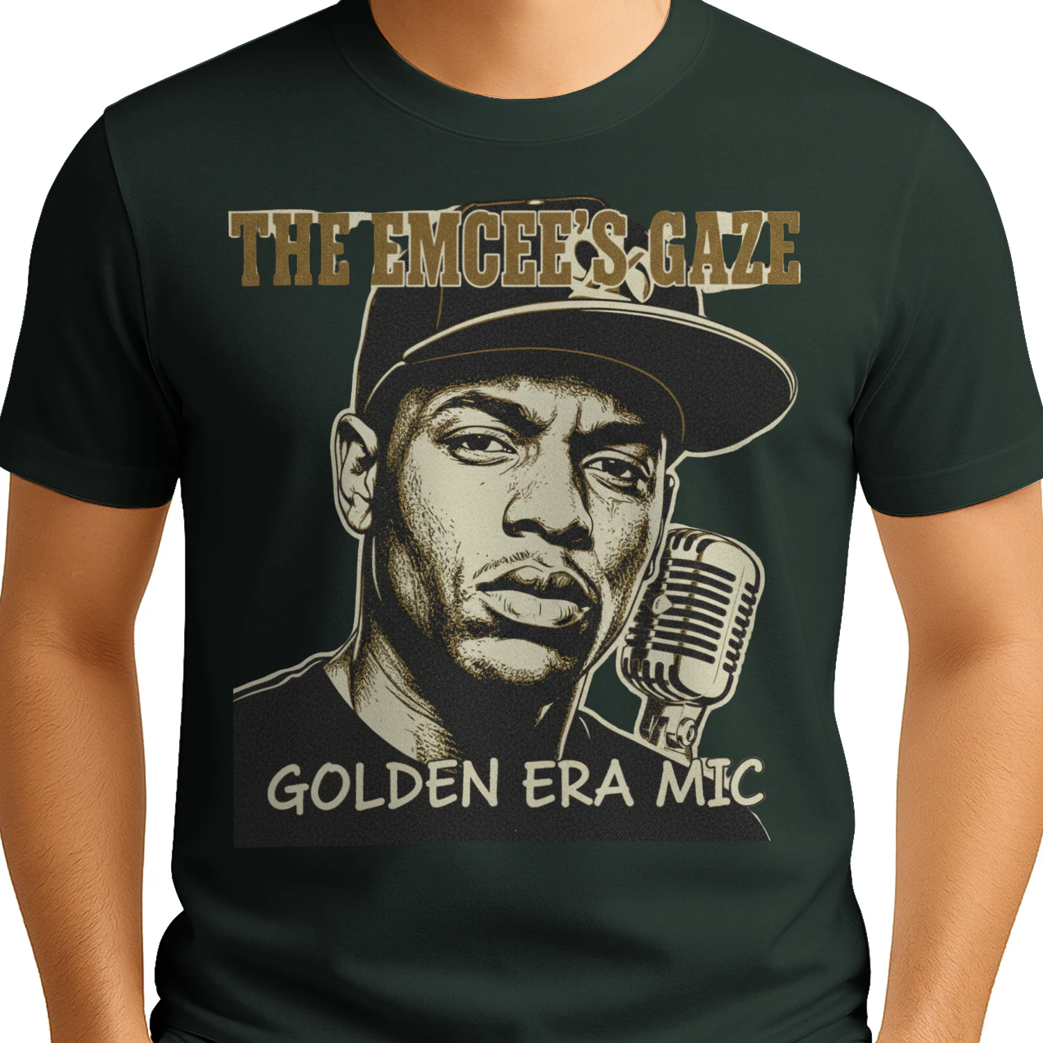🌟 The Emcee's Gaze T-Shirt – Golden Era Mic Hip-Hop Tee