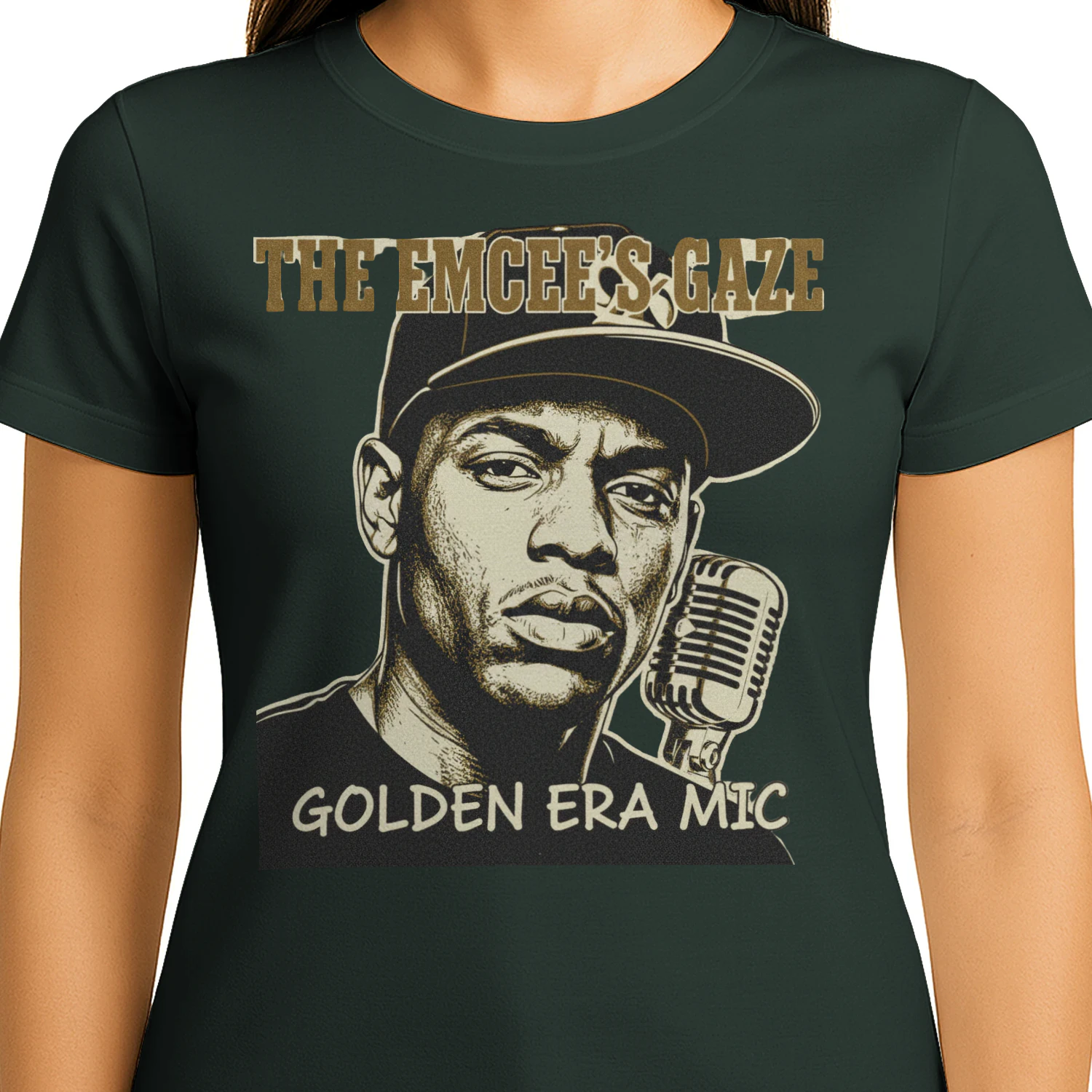 🌟 The Emcee's Gaze T-Shirt – Golden Era Mic Hip-Hop Tee