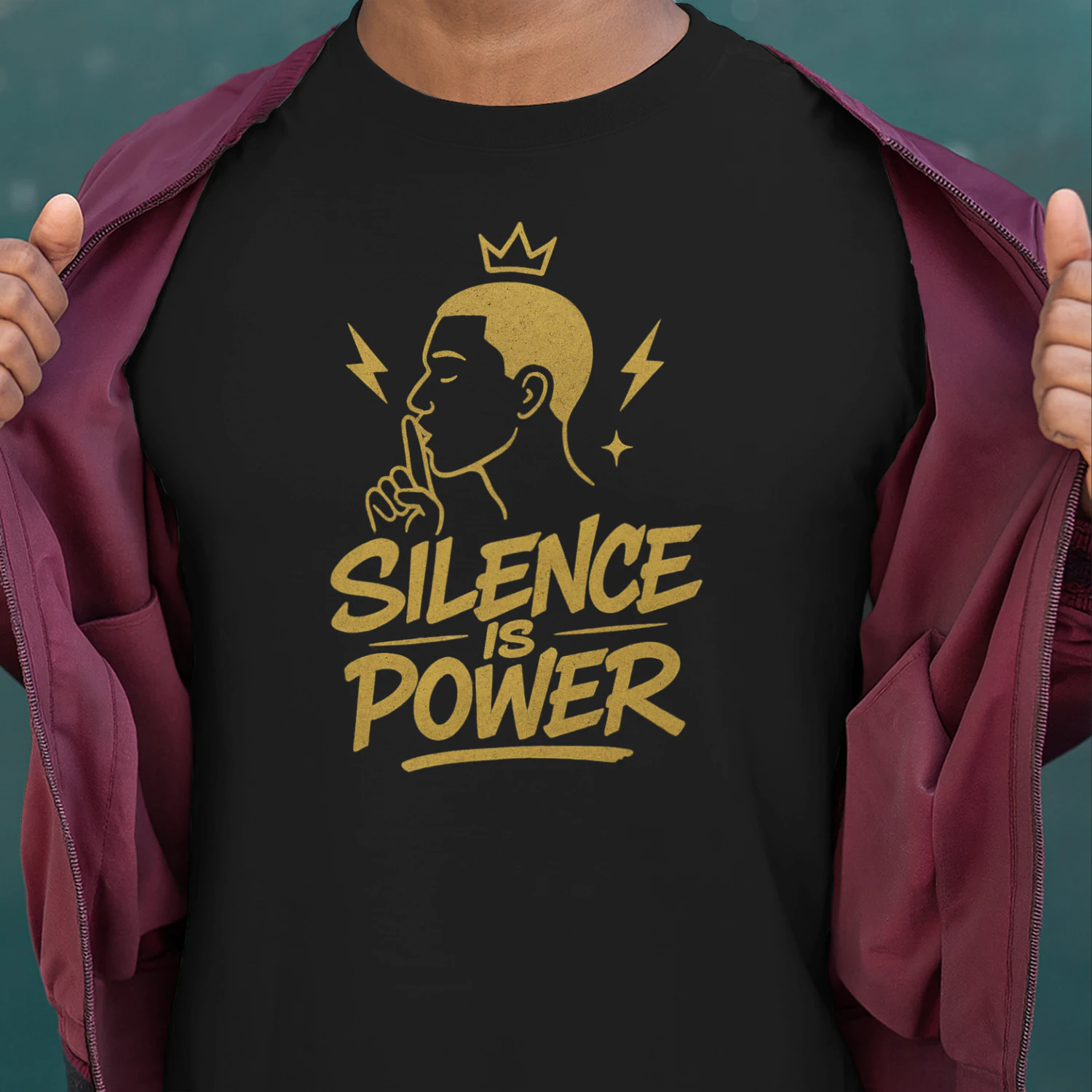 🌟 Silence Is Power T-Shirt – Gold Minimalist Urban Graphic