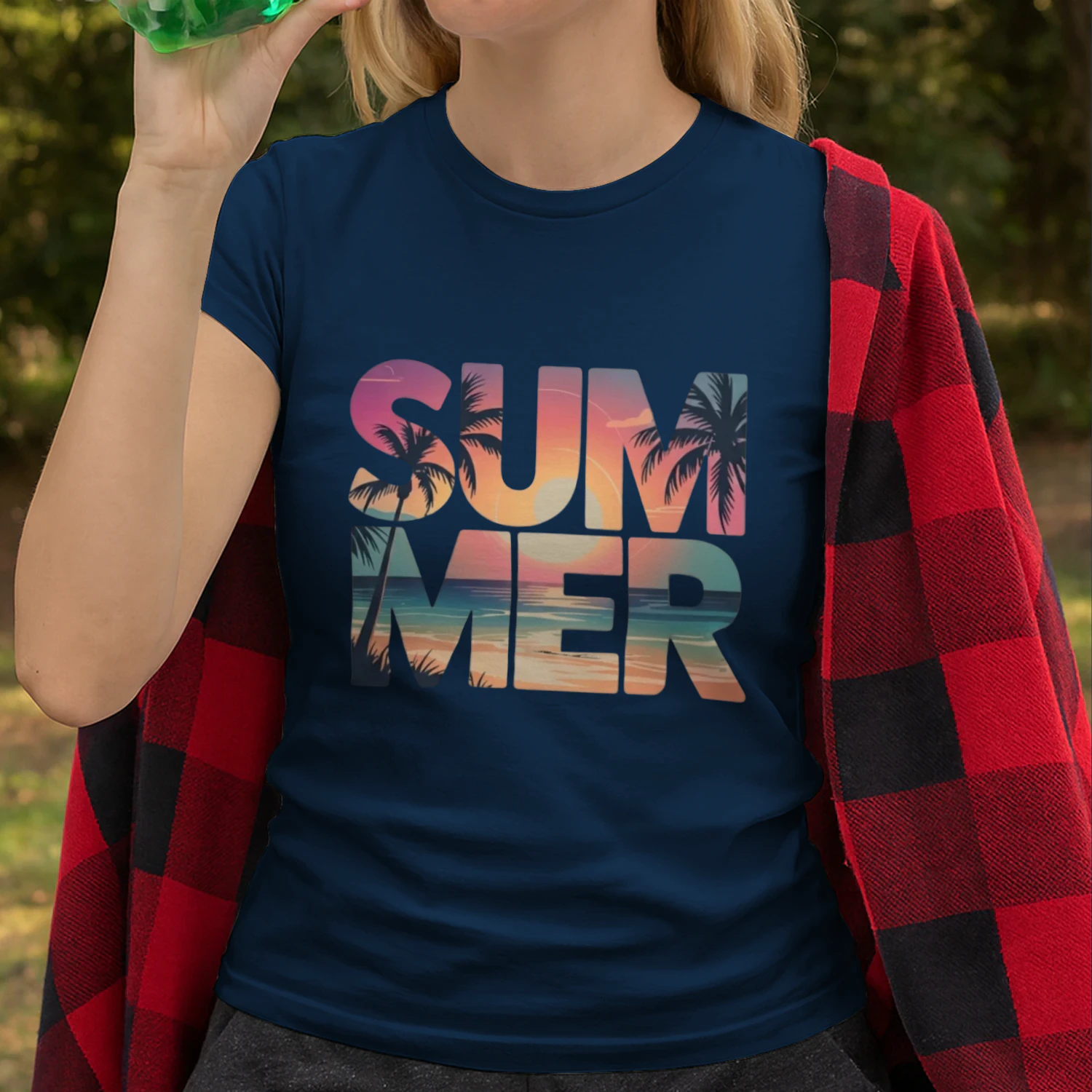 "SUMMER" Graphic Design – Sunset Landscape Typography and Palm Trees, Retro Summer Pattern SVG/PNG for T-Shirts and Sweatshirts