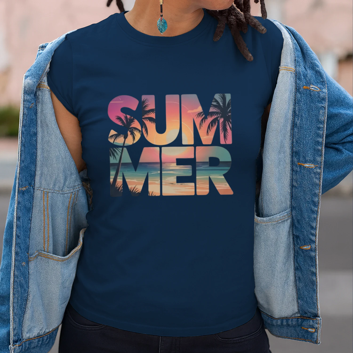 "SUMMER" Graphic Design – Sunset Landscape Typography and Palm Trees, Retro Summer Pattern SVG/PNG for T-Shirts and Sweatshirts