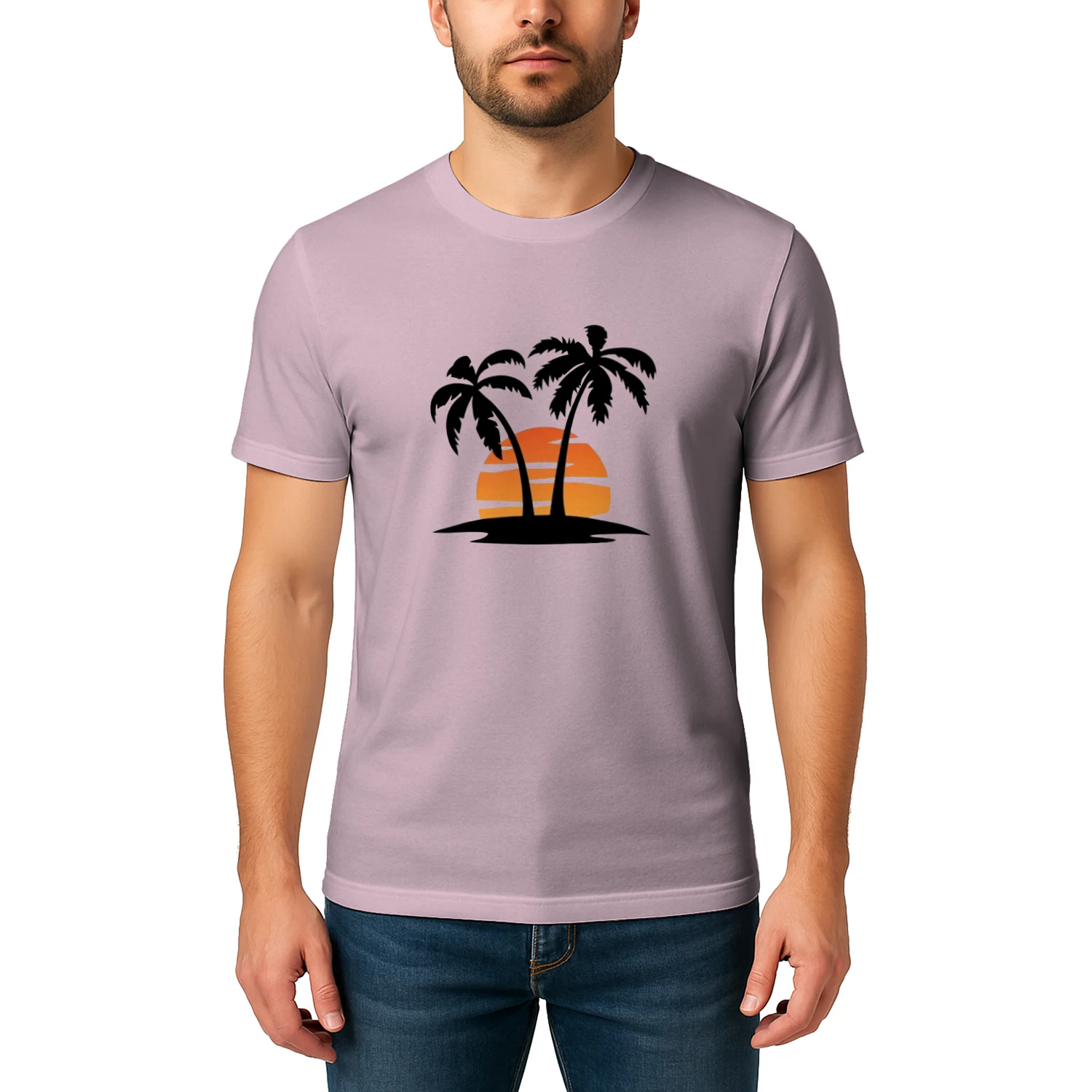 🌟 Minimalist Palm Trees T-Shirt – Retro Sunset Beach Graphic