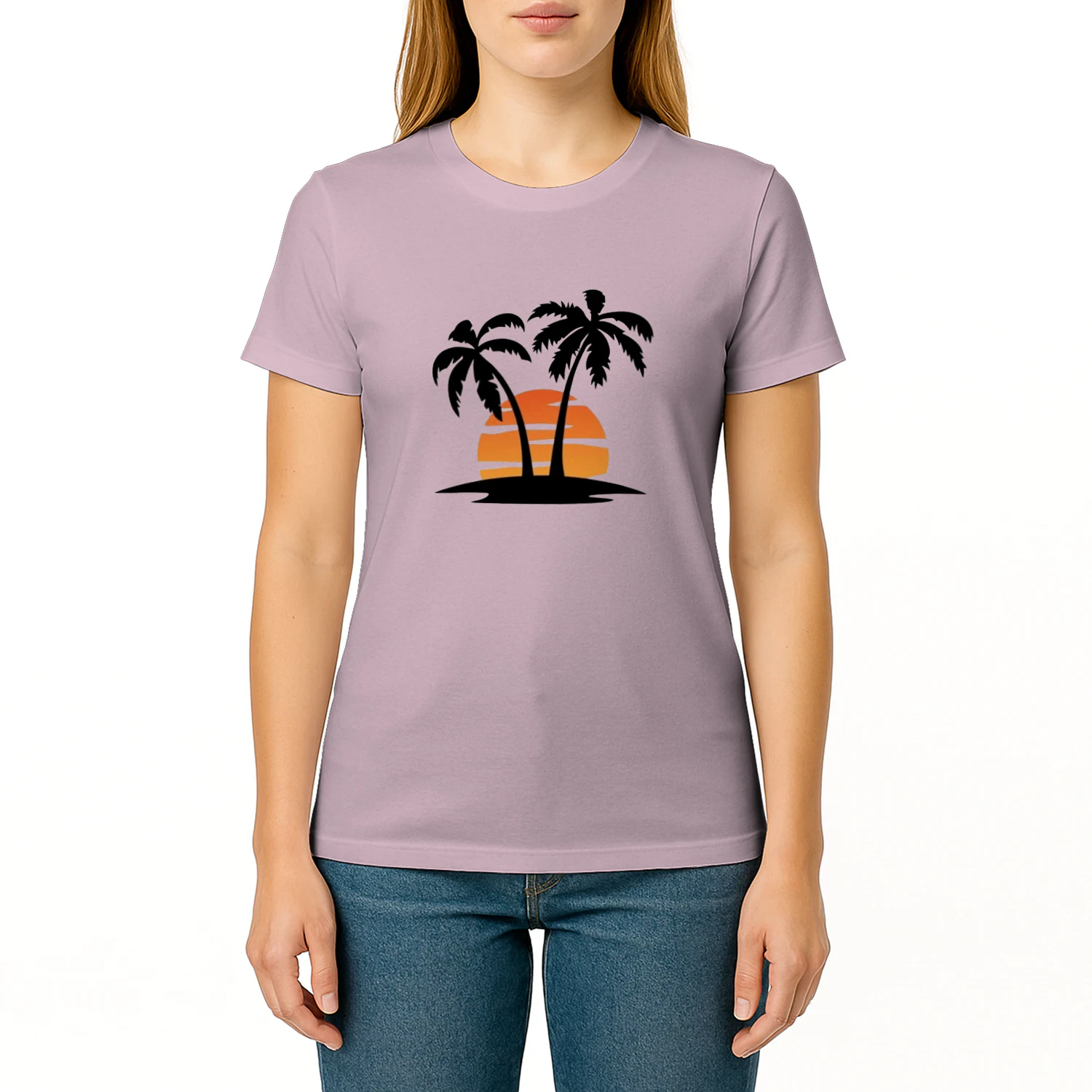 🌟 Minimalist Palm Trees T-Shirt – Retro Sunset Beach Graphic