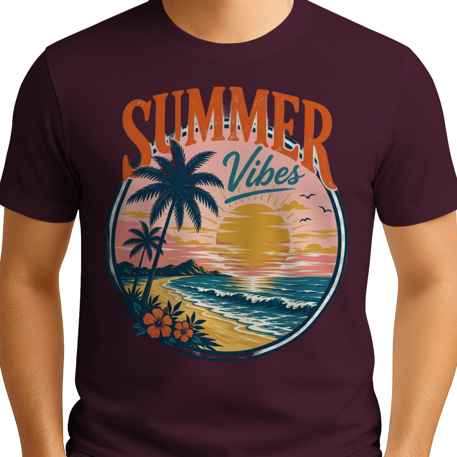 Retro "SUMMER VIBES" T-Shirt – Vintage Beach & Sunset