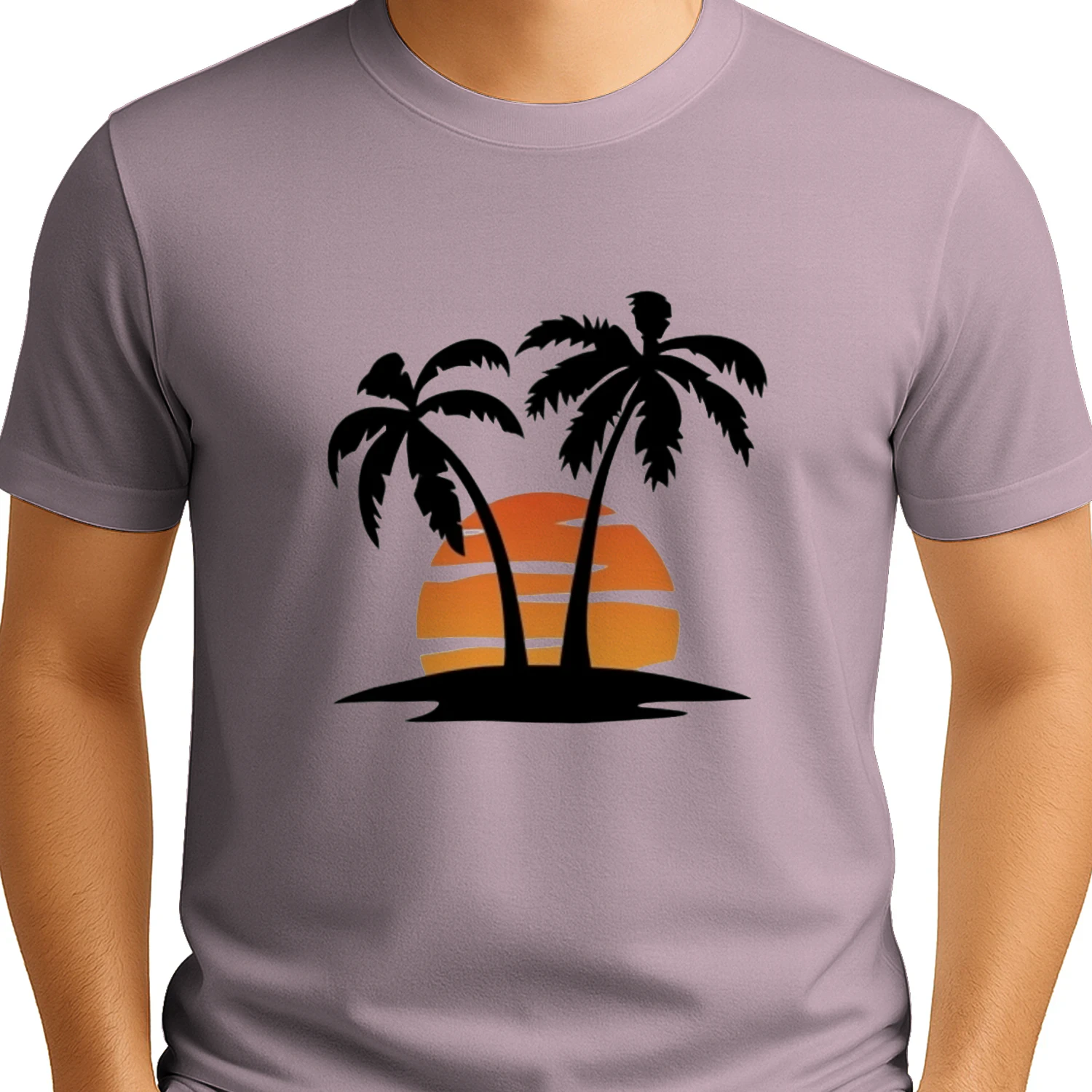 🌟 Minimalist Palm Trees T-Shirt – Retro Sunset Beach Graphic