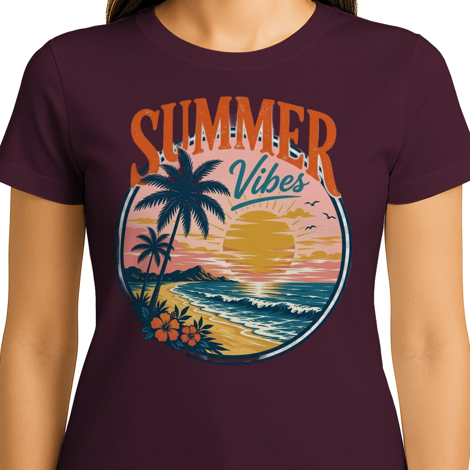 Retro "SUMMER VIBES" T-Shirt – Vintage Beach & Sunset