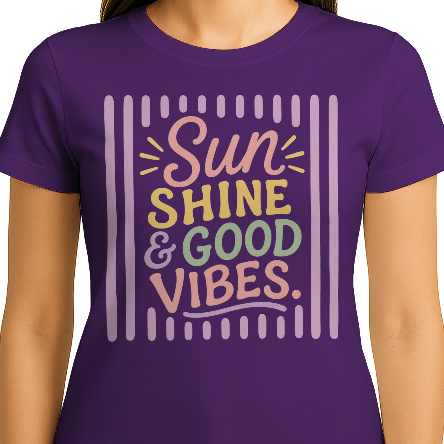 🌟 Retro "SUNSHINE & GOOD VIBES" T-Shirt – Groovy 70s Typographic Tee