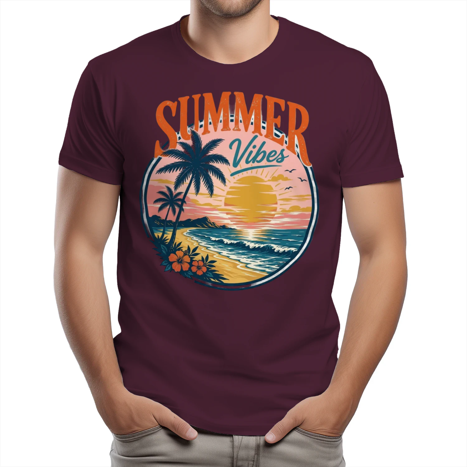 Retro "SUMMER VIBES" T-Shirt – Vintage Beach & Sunset