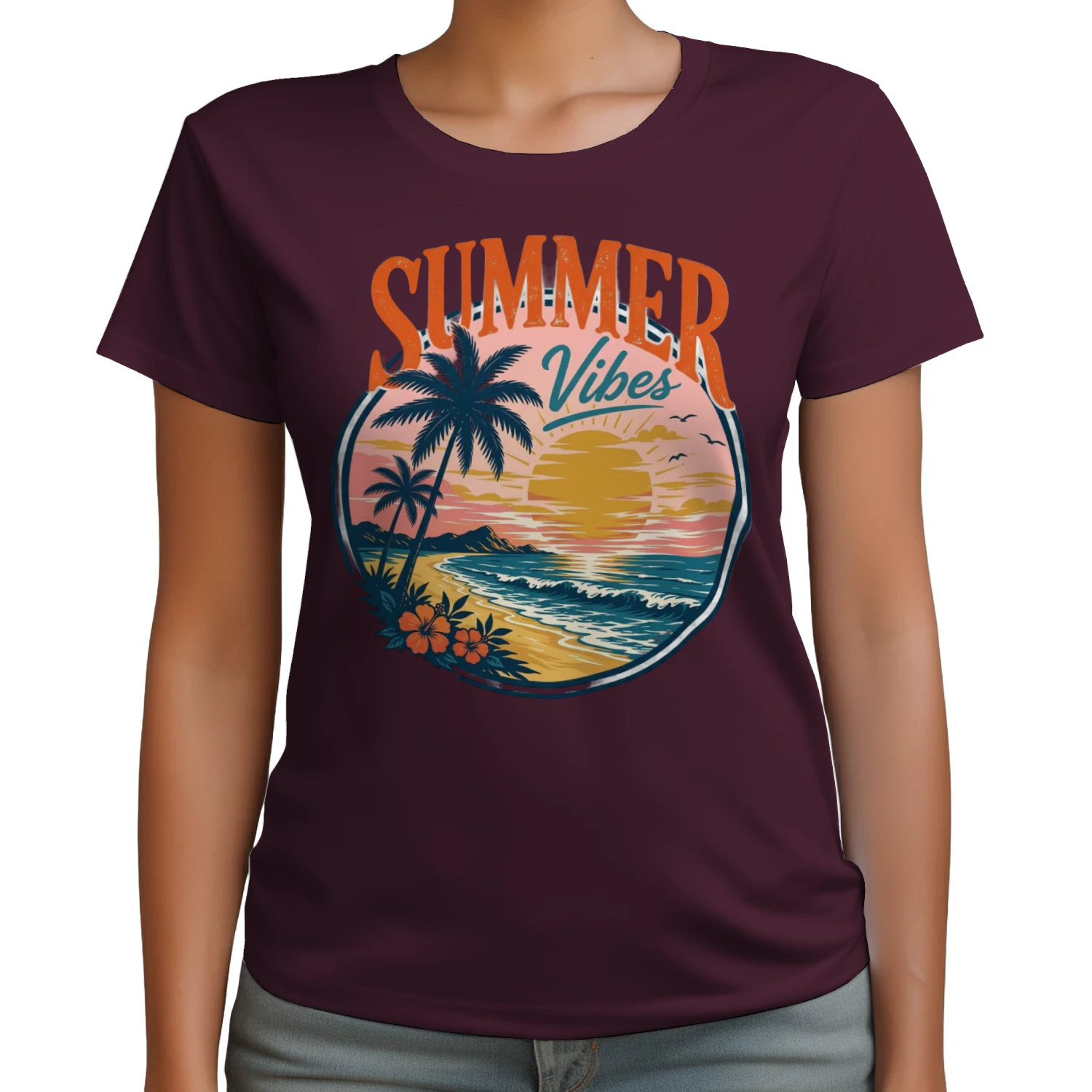 Retro "SUMMER VIBES" T-Shirt – Vintage Beach & Sunset