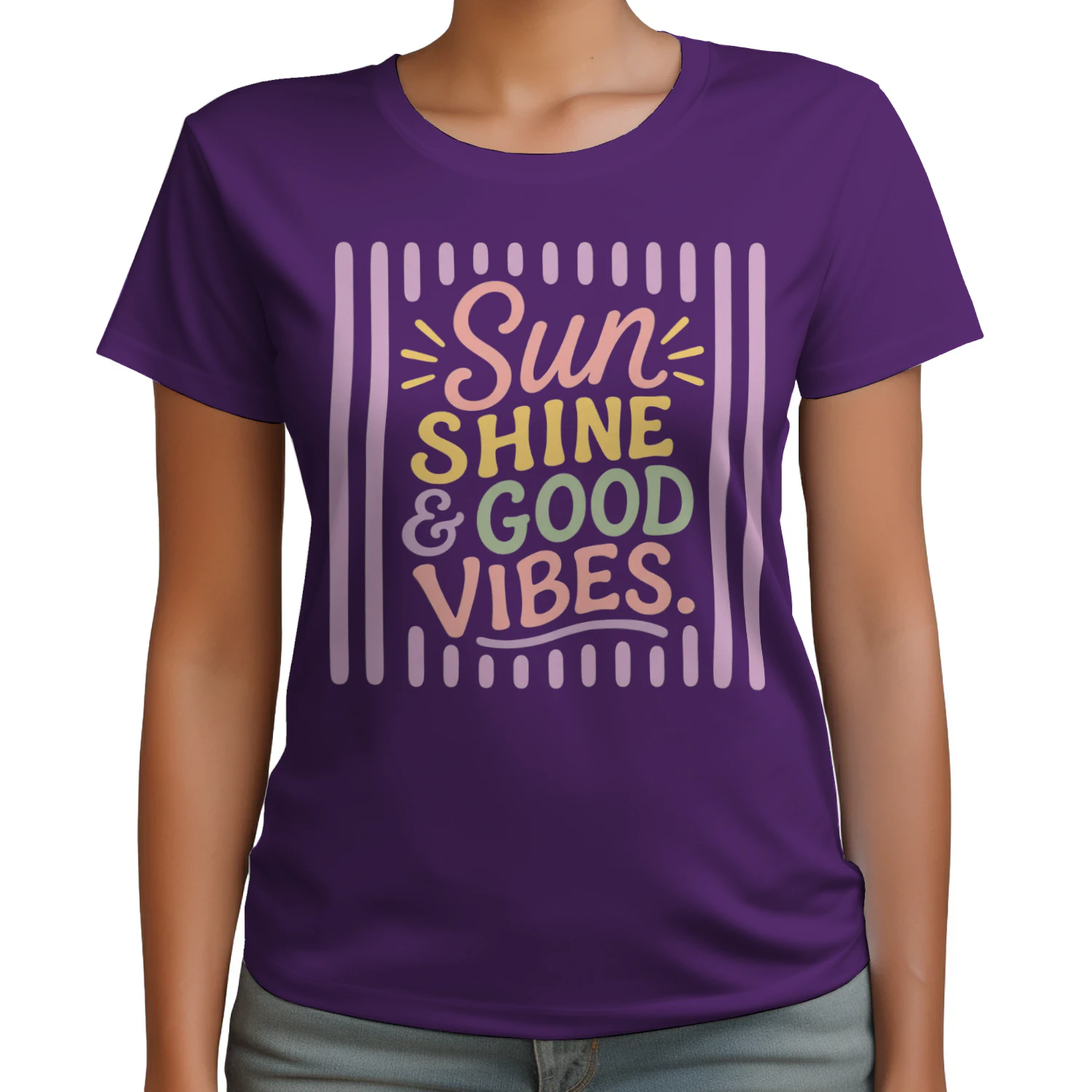 🌟 Retro "SUNSHINE & GOOD VIBES" T-Shirt – Groovy 70s Typographic Tee