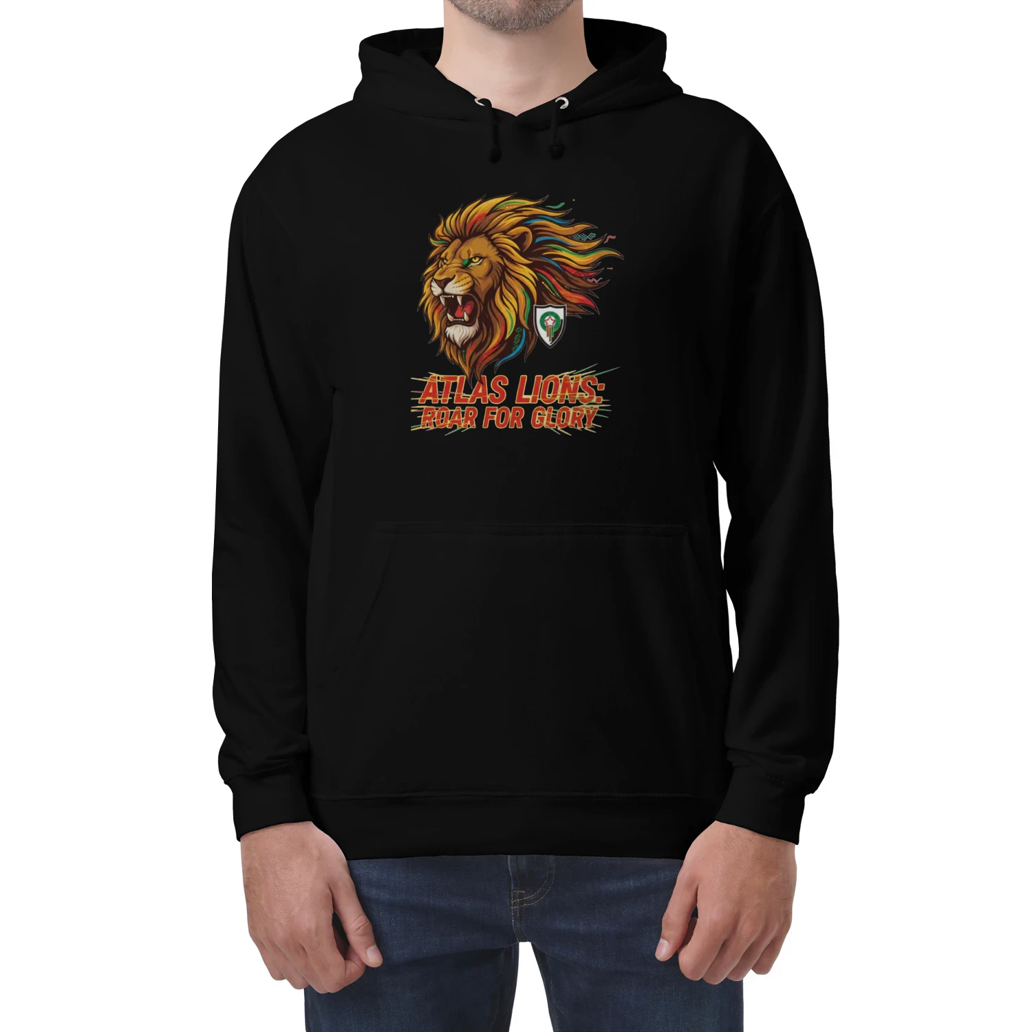 🌟 Atlas Lions Hoodie – Morocco Roar For Glory Football Tee